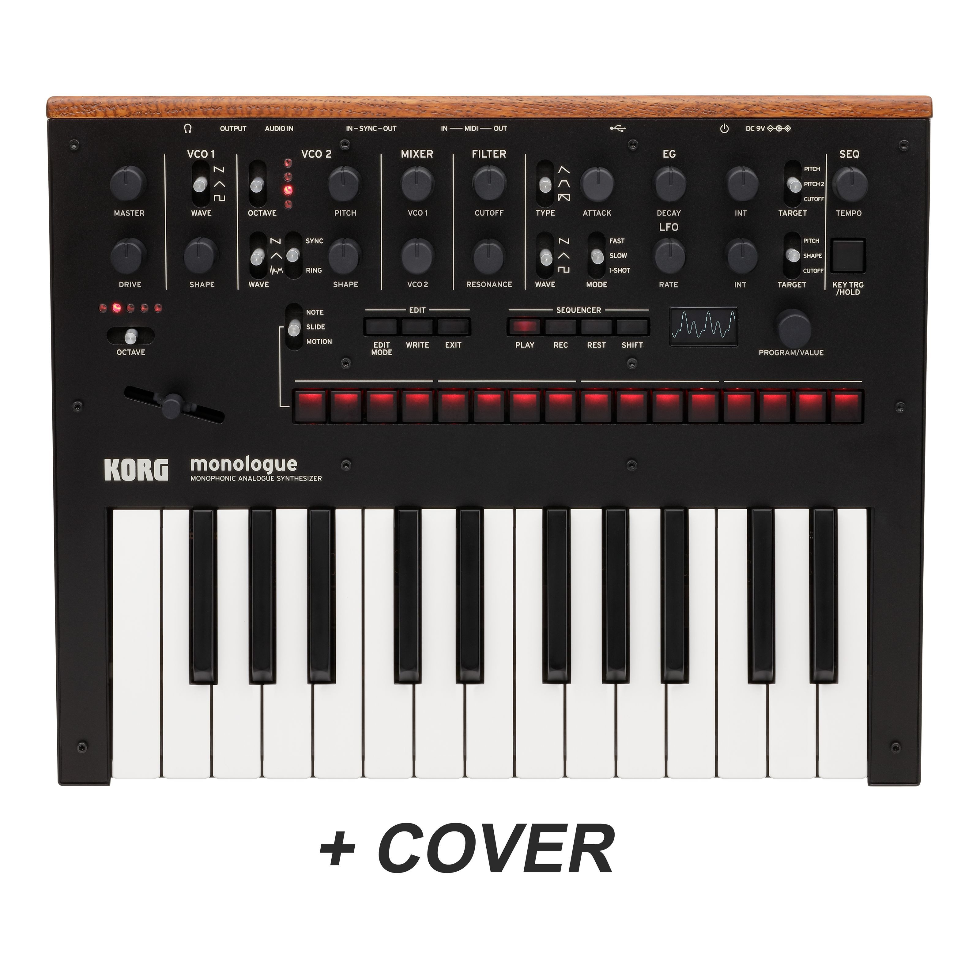 Korg Synthesizer (Synthesizer, Analog Synthesizer), monologue BLK + Decksaver -Set - Synthesizer-Set