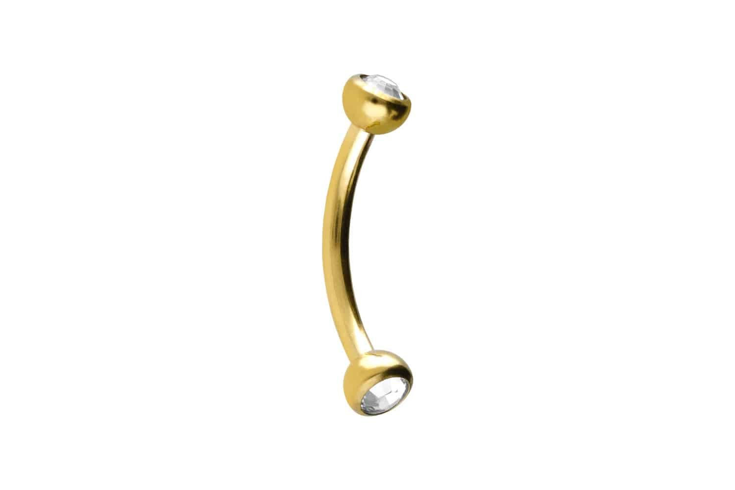 Bauchnabelpiercing Chirurgenstahl Banane ZWEI KRISTALLE