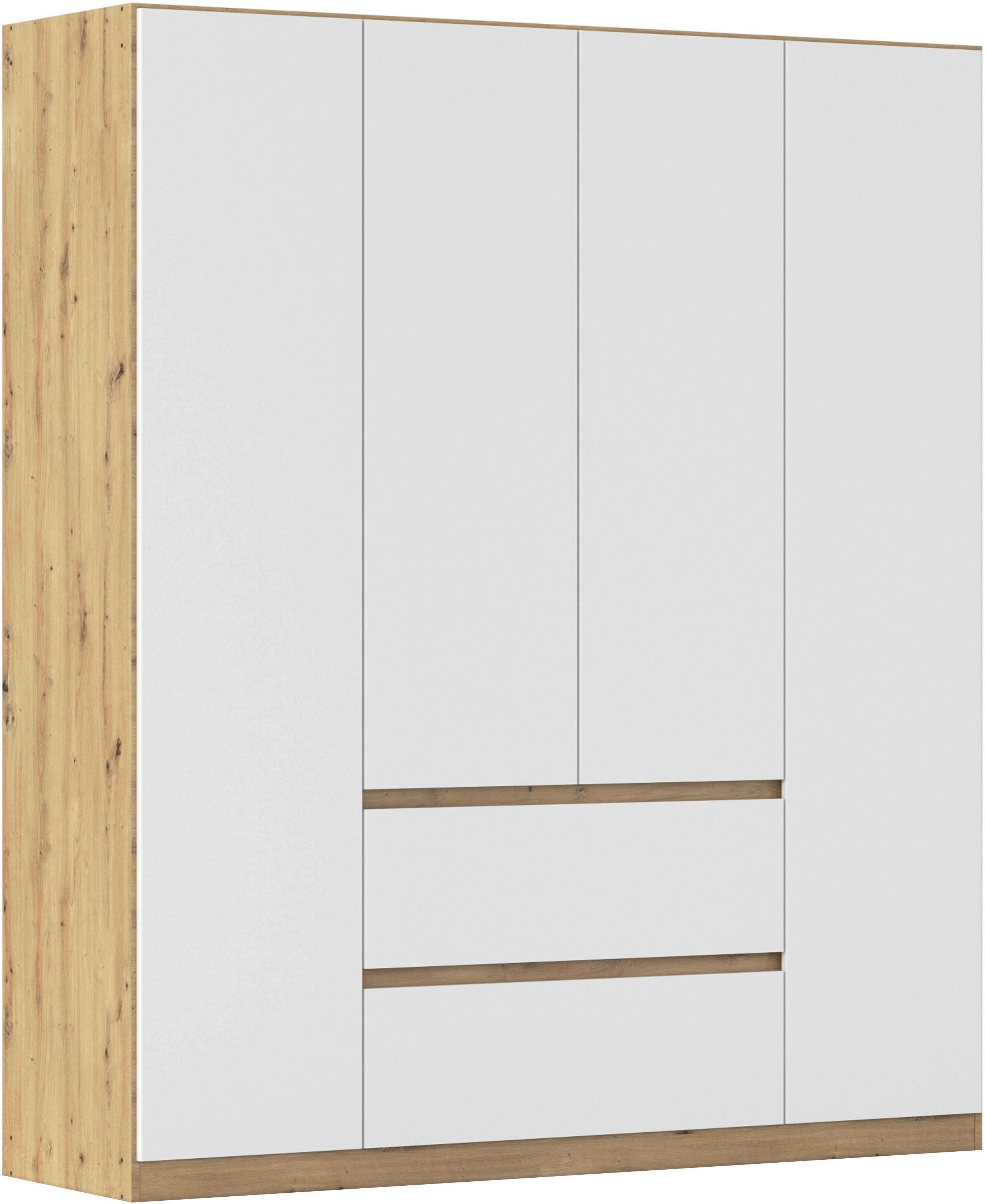 rauch Drehtürenschrank Mehrzweckschrank Aktenschrank Mietswohnung Garderobe MAINZ 181cm breit (3 verschiedene Ausstattungen BASIC/CLASSIC/PREMIUM (inkl. SOFT-CLOSE) grifflose Front, Außentüren mit Push-to-Open Funktion MADE IN GERMANY