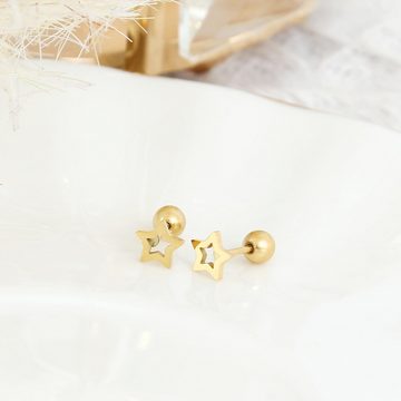 Made by Nami Ohrring-Set Sternförmige Ohrringe Gold für Damen Wasserfester Schmuck, Minimalistisch Geschenk für Sie