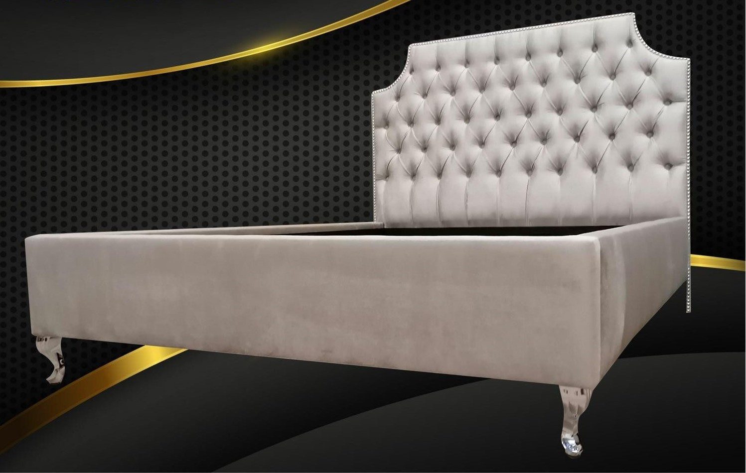 Bett Doppelbett Chesterfield in Luxus-Design mit Samtbezug für Hotels