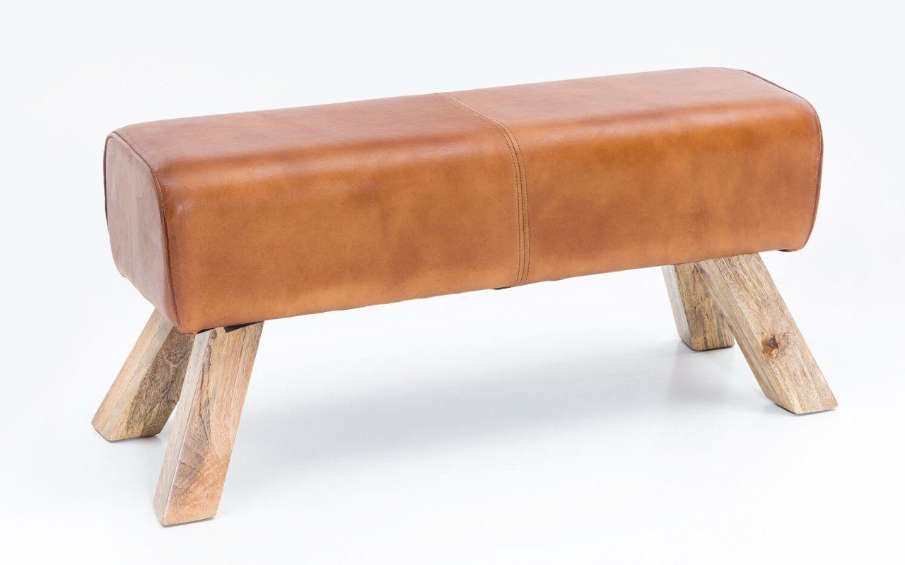 Modern Springbock Leder Sitzhocker Sitzbank Design furnicato Holz