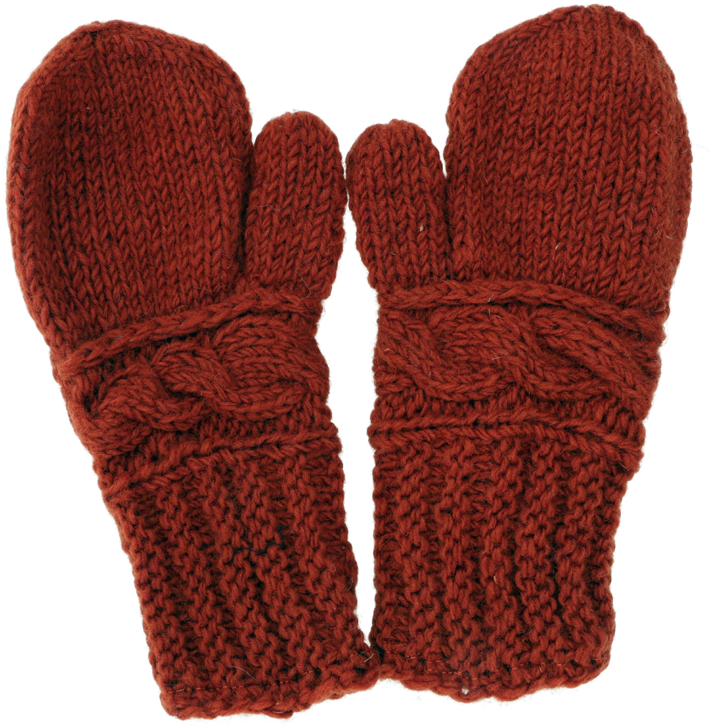 Wolle, handgestrickte.. aus rostorange Guru-Shop Fauster, Handschuhe Strickhandschuhe