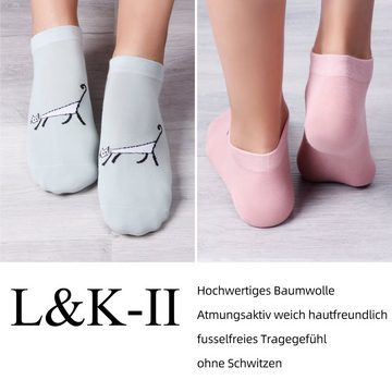 Libella Sneakersocken 2125-2157 (12er-Pack) 12 Paar Sneaker Socken mit Katze-Motiv uni Farbe