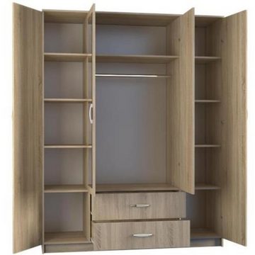 Beautysofa Drehtürenschrank Noah (160 cm Breite modernes Schrank) inklusive Drehtüren mit Spiegel, mit 2 geräumige Schubladen