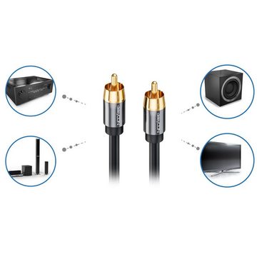 deleyCON deleyCON 3m Subwoofer Kabel Cinch RCA Kabel 2x Cinch Stecker HiFi Audio- & Video-Kabel