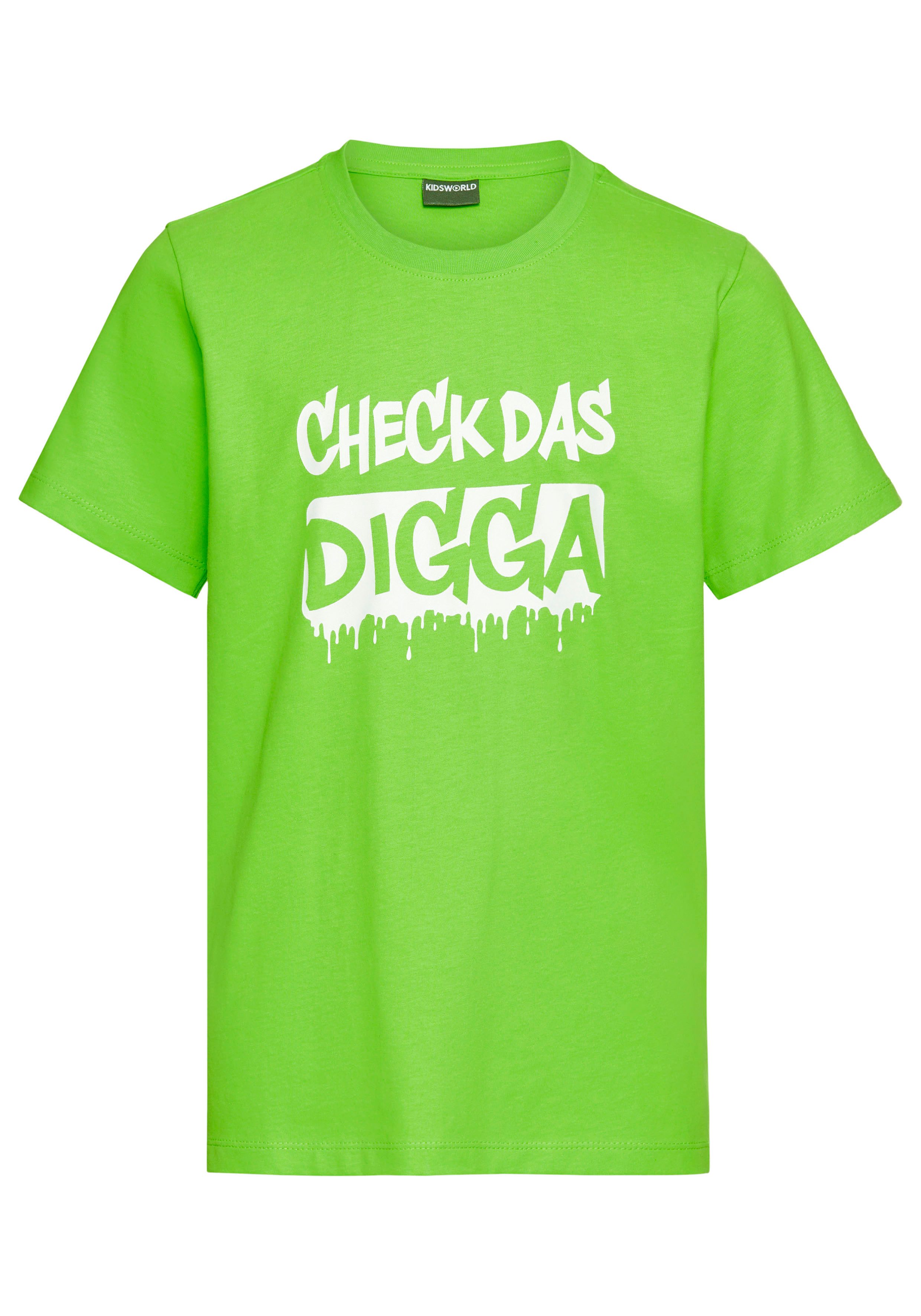 KIDSWORLD T-Shirt Sprücheshirt: CHECK DAS DIGGA Kurzarm, Basic-Passform, bedruckt, Rundhalsausschnitt. € 9,99