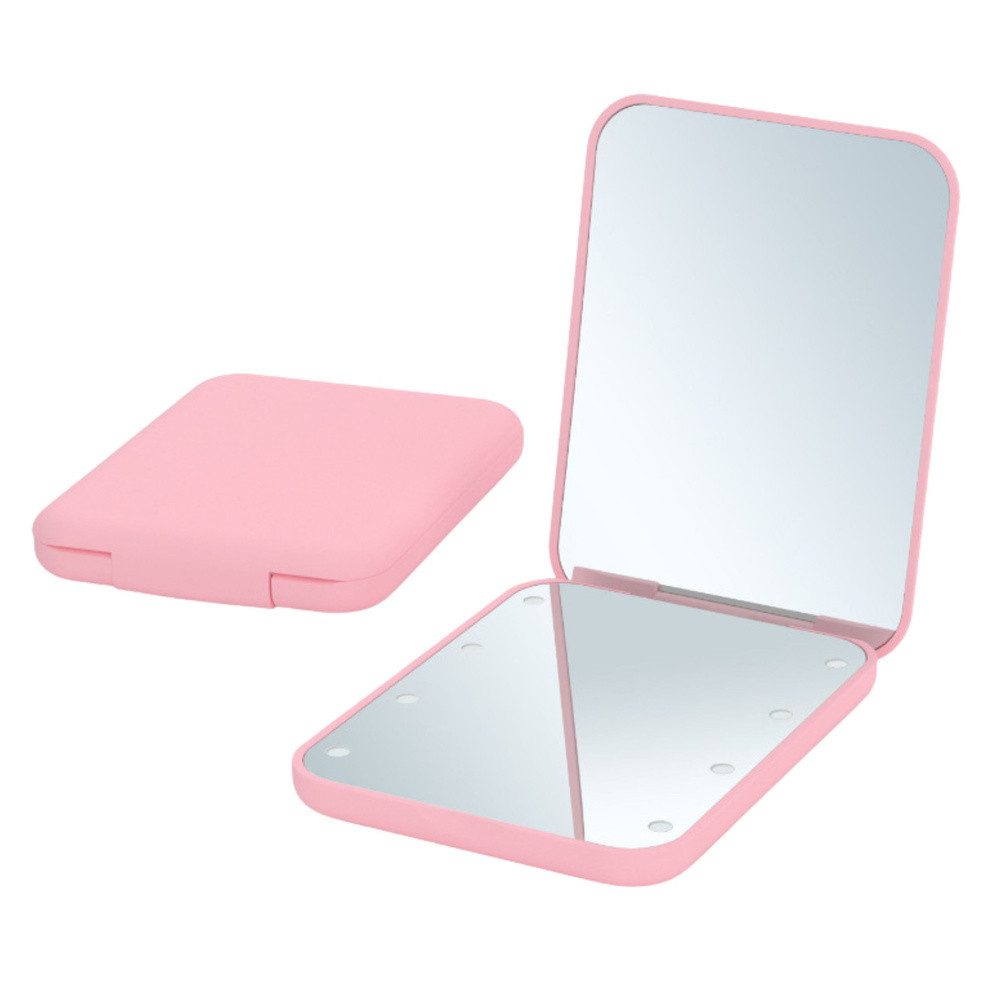 LEAN TOYS Schminkspiegel Taschenspiegel Klappspiegel Kosmetikspiegel (Spar-Set, 1-St., 8,3 x 6,3 x 1 cm klappbar), LED-Licht, 3-fach Vergrößerung, klappbar
