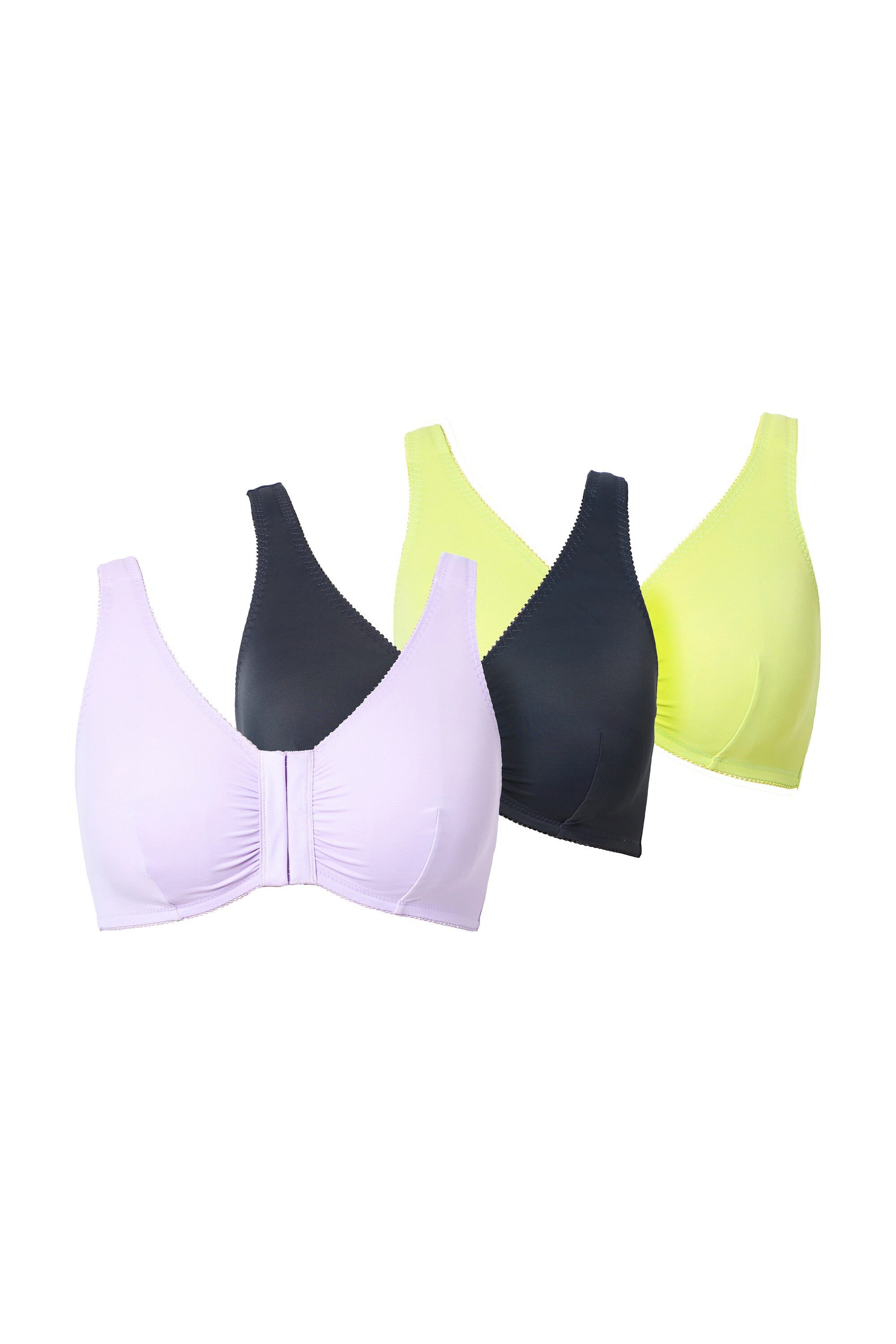 Ulla Popken Bustier Bustiers 3er-Pack Vorderverschluss Mikrofaser