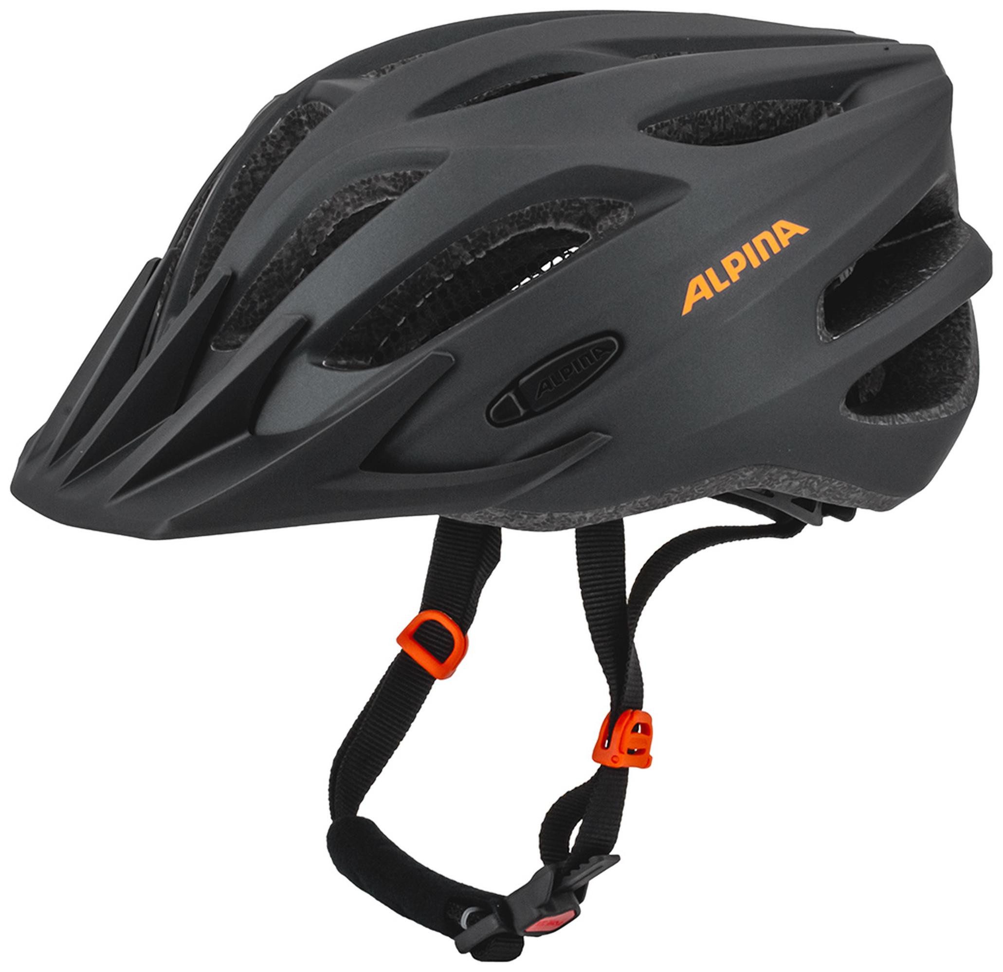 Alpina Sports Fahrradhelm Fahrradhelm Tour 20 Charcoal-Orange Matt 52-57cm, Inmold-Bauweise und Run System Classic