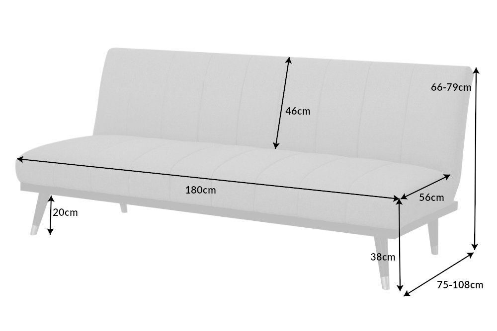 PETIT Retro Stoff · BEAUTÉ Teile, 180cm Wohnzimmer · · mit · Design Schlafcouch 3-Sitzer Einzelartikel Bettfunktion senfgelb, riess-ambiente 1