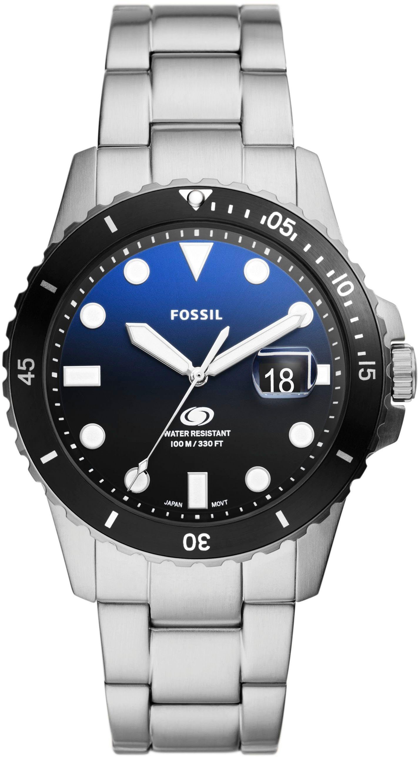 Fossil Quarzuhr FOSSIL BLUE DIVE, FS6038, Armbanduhr, Herrenuhr, Datum, analog