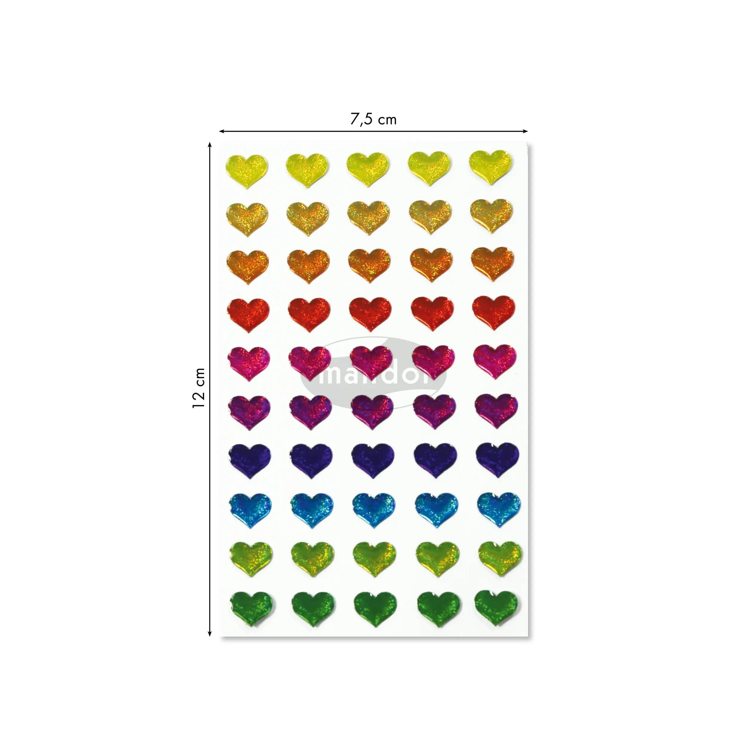 maildor Sticker 10x Cooky, 1 Stickerbogen 7,5x12cm, Bunte Herzen - Mehrfarbig 560380C, My Mandarine