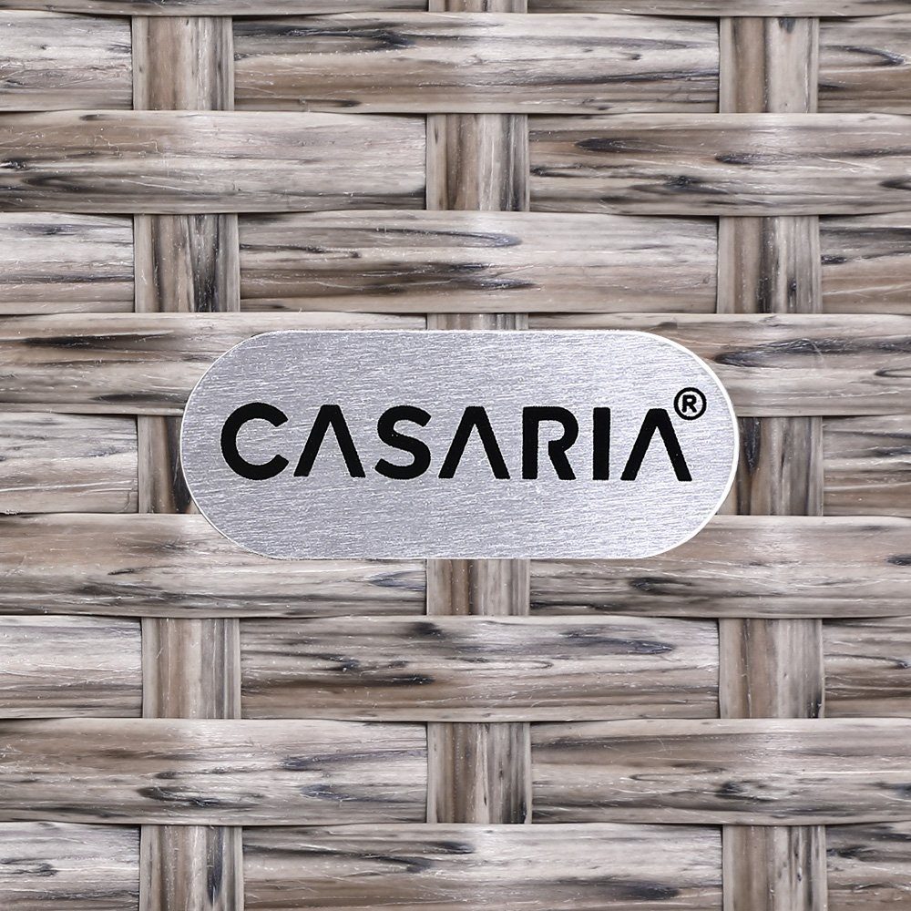 Casaria Sitzgruppe 4+1, Polyrattan 4 stapelbare Gartentisch Stühle Auflagen 7m 90x90cm