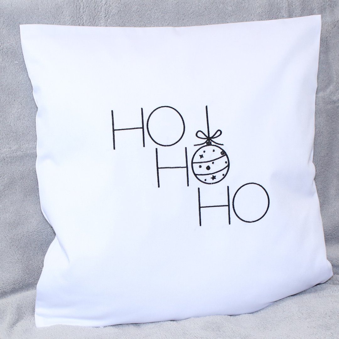 Kissenbezug Weihnachten Bezug mit Stickerei HoHoHo, - Weiß minimalistisch Primawela Christmas