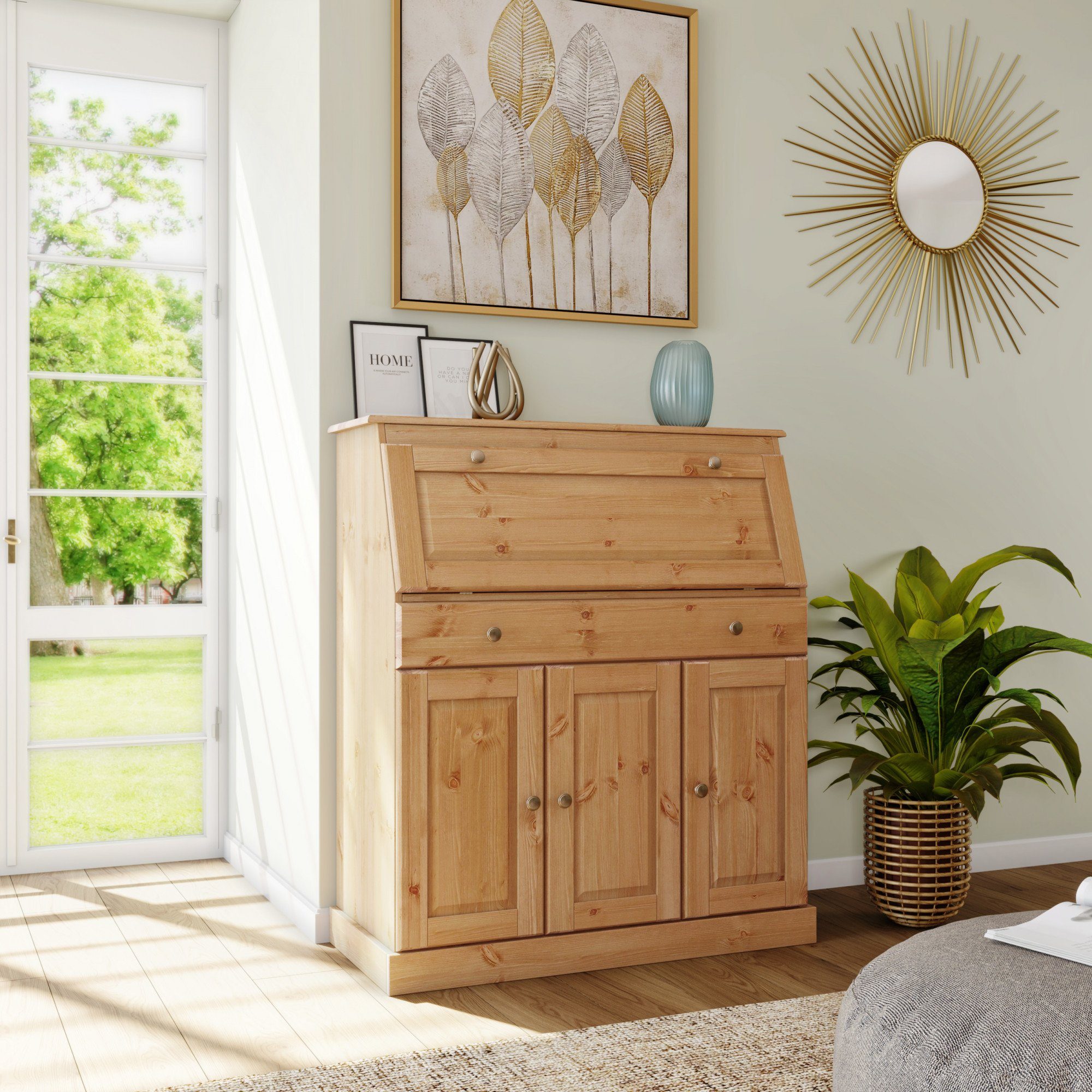 Home affaire Sekretär Rossi, aus massiver Kiefer, variabel verstellbare Ein günstig online kaufen