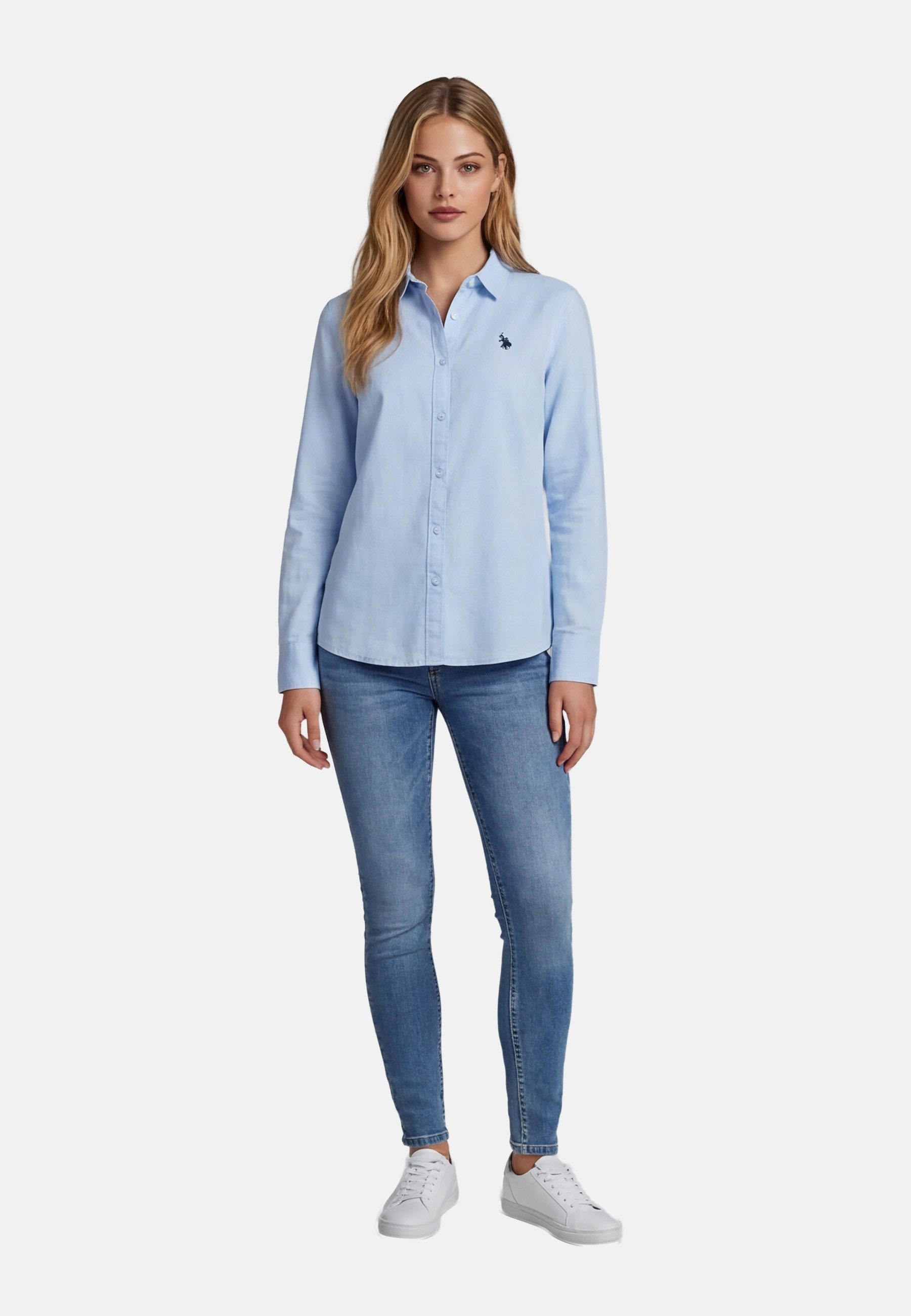 U.S. Polo Assn. Blusenshirt USBellaa Damen - Leinenbluse luftig mit Knopfleiste Leichtes Sommerhemd aus Leinenmix mit Kragen