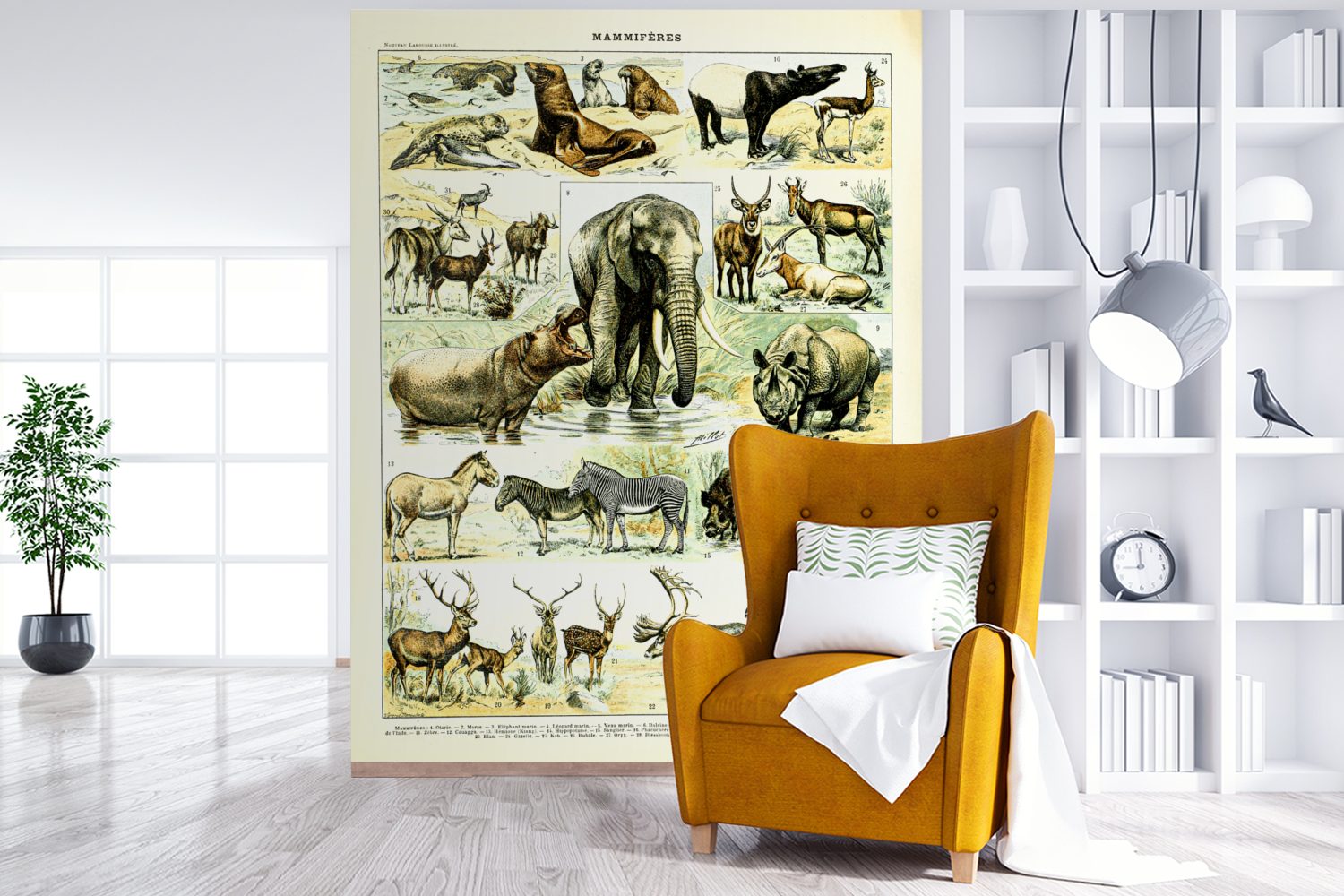 MuchoWow Fototapete - bedruckt, Elefanten - (4 Tapete für Wandtapete Hirsche, Matt, St), Tiere Wohnzimmer, Vinyl Montagefertig