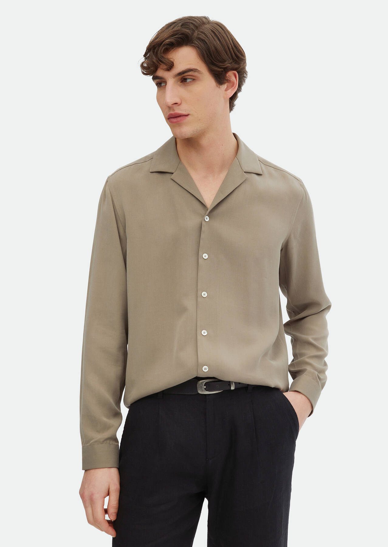 Langarmhemd Sandy Plain Regular Fit Weben Klassisches Hemd