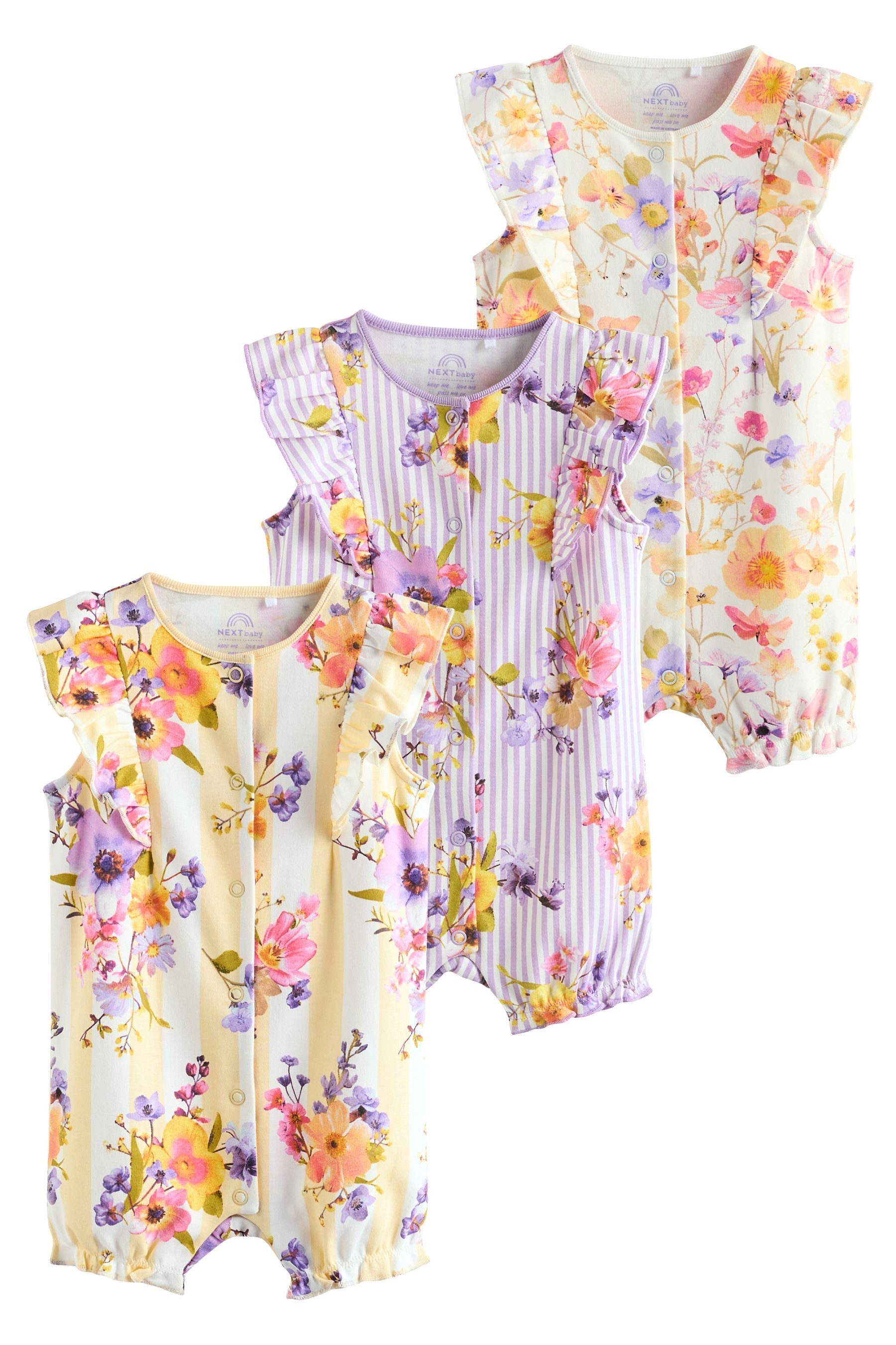 Next Strampler 3er-Pack Baby-Strampler mit Print aus Baumwolle (3-tlg)