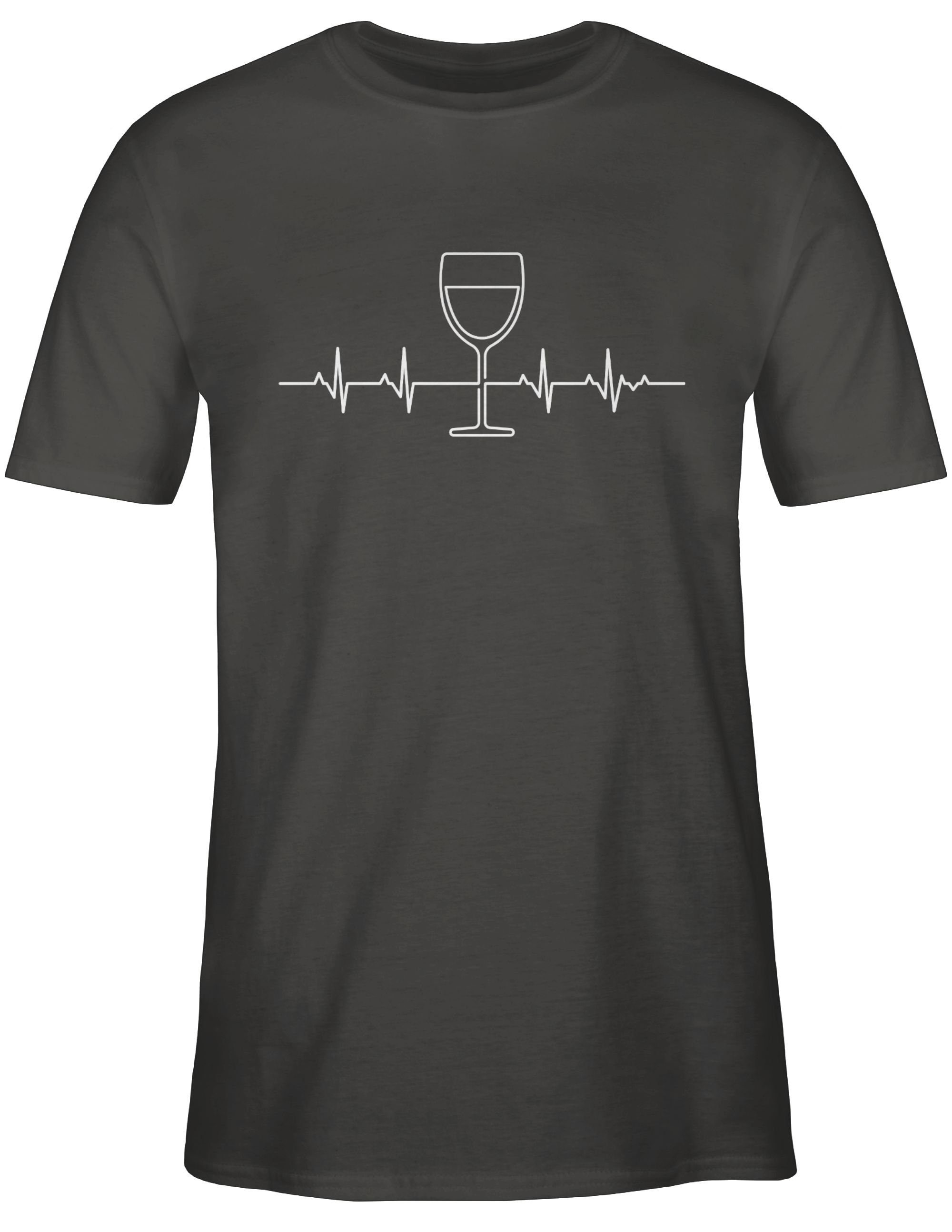 Weinliebhaber Vino Dunkelgrau Zeichen Herzschlag Outfit Shirtracer Wein und 03 Symbol T-Shirt