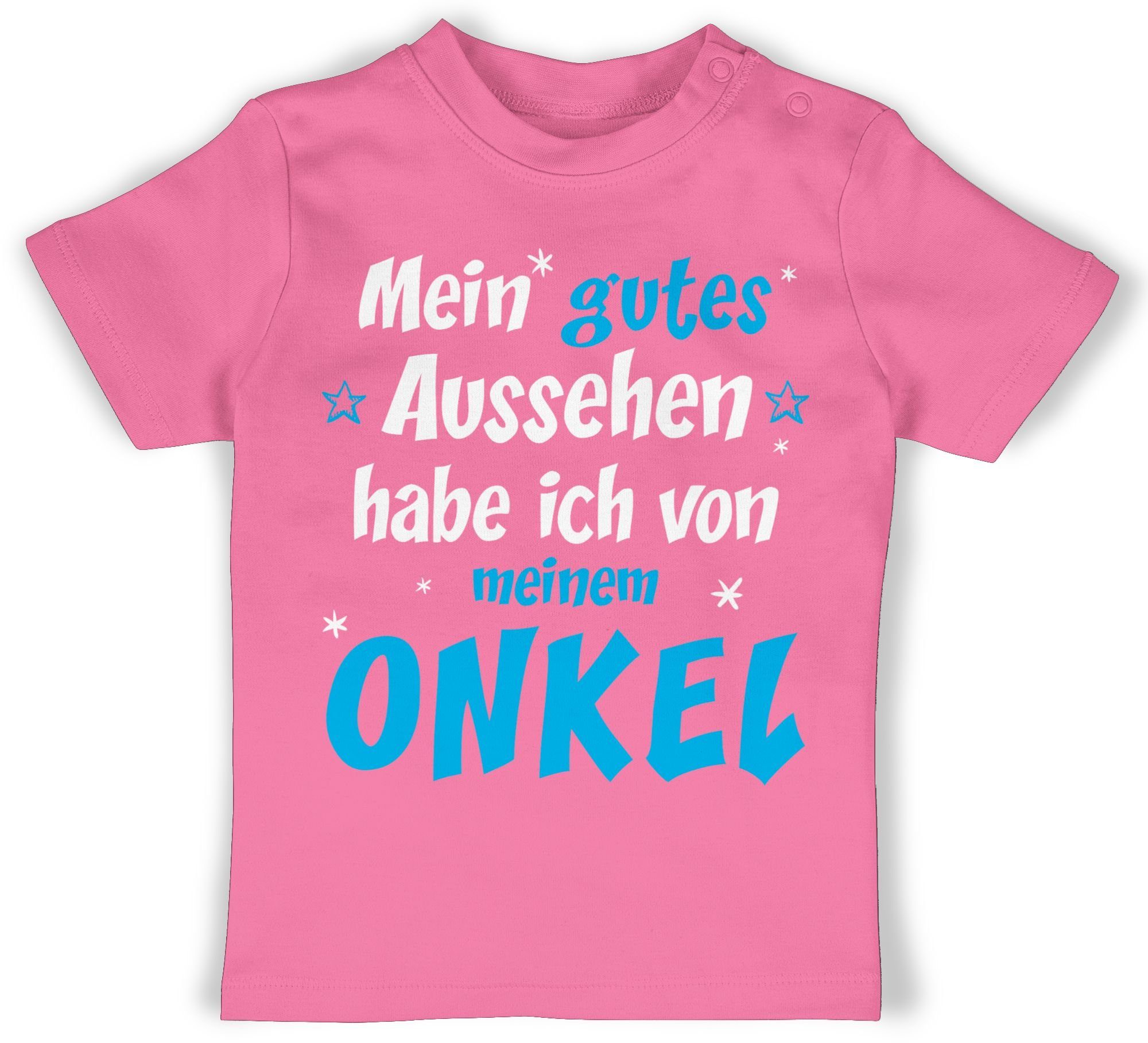 Shirtracer T-Shirt Onkel Spruch - Mein gutes Aussehen habe ich von meinem ONKEL Sprüche Baby 2 Pink