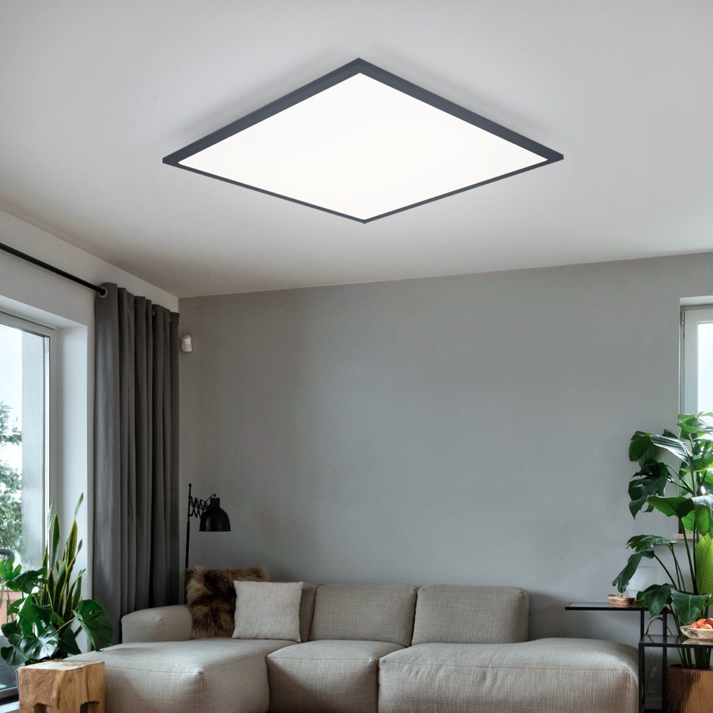 Lampe Zimmer graphit ALU Globo LED Neutralweiß, Deckenleuchte, LED Aufbau Backlight Ess verbaut, Panel Decken fest LED-Leuchtmittel