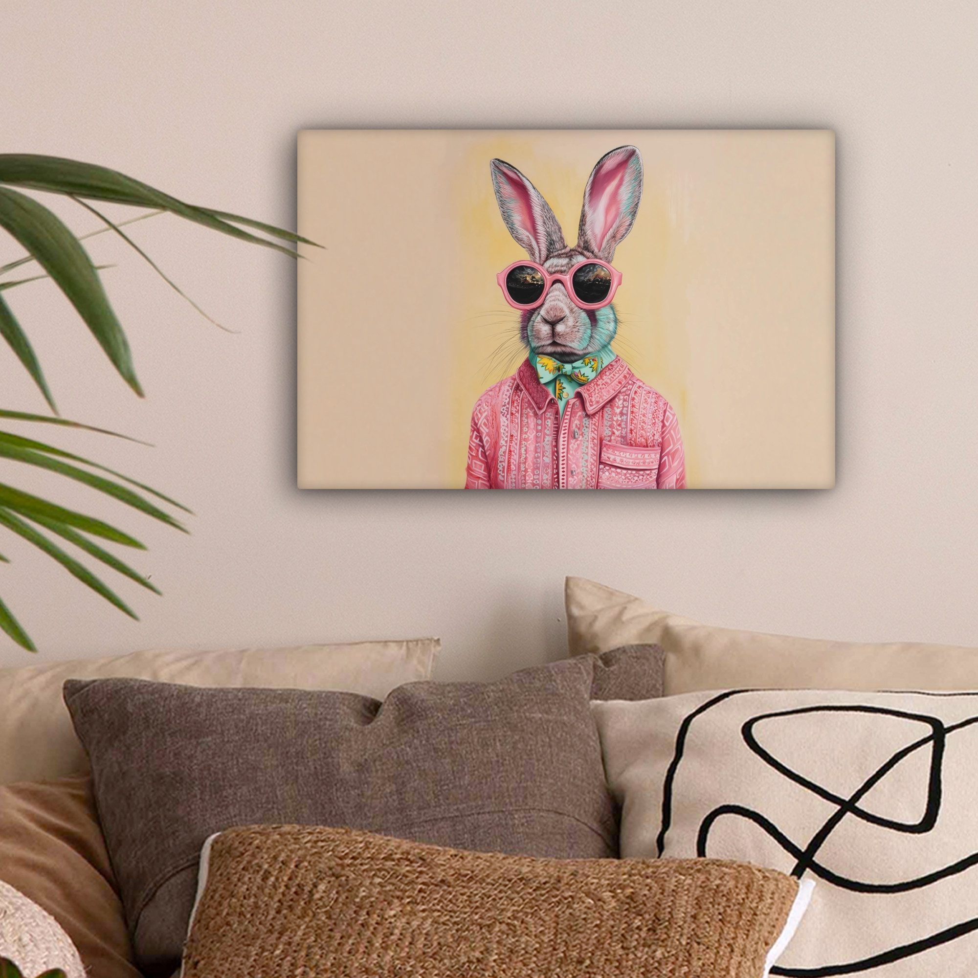 OneMillionCanvasses® Leinwandbild Grau - Kaninchen - Bluse - Fliege, Fotodr günstig online kaufen