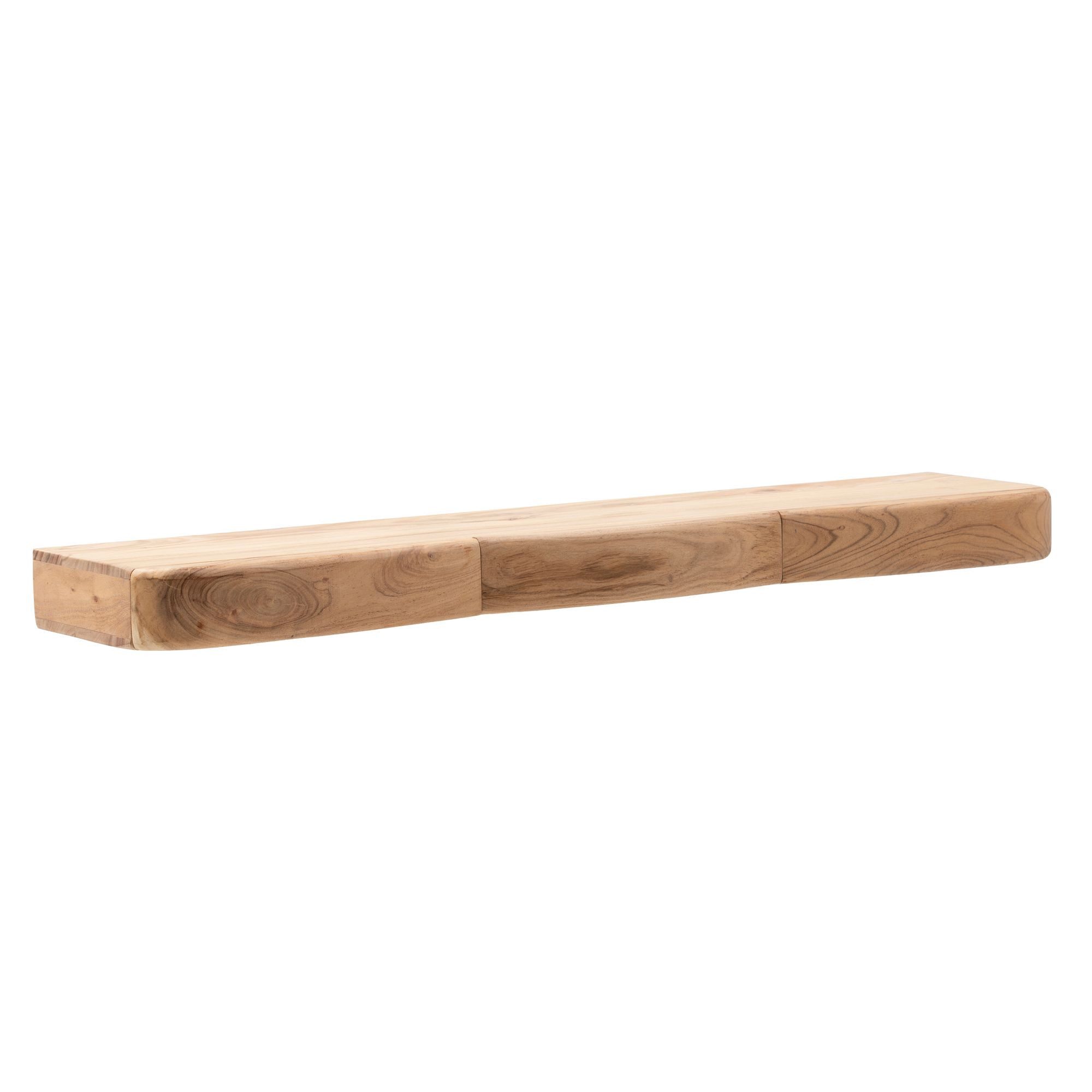 Wohnling Wandregal WL7.389 Schweberegal Akazie Massivholz 120cm Wandboard mit Schubladen, Massivholz Wandregal mit Schubladen, Praktische Ablage für moderne Wohnräume