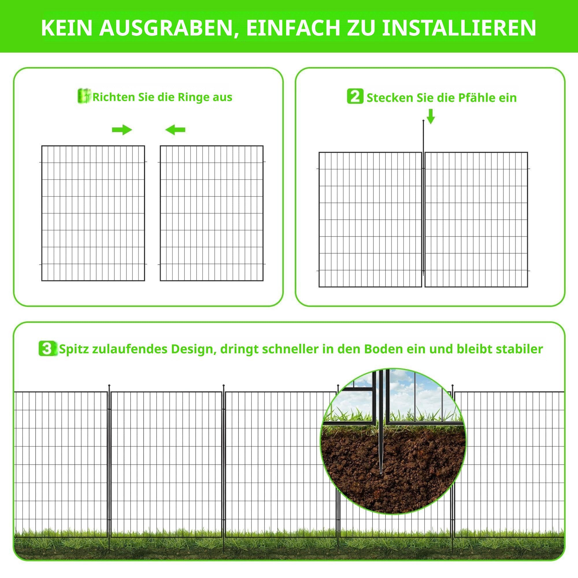 GarveeMore Spalier 5er Set Tierbarriere mit Tür, Dekorative Gartenzaun, 102cm H 142cm L – Bild 4 von 5