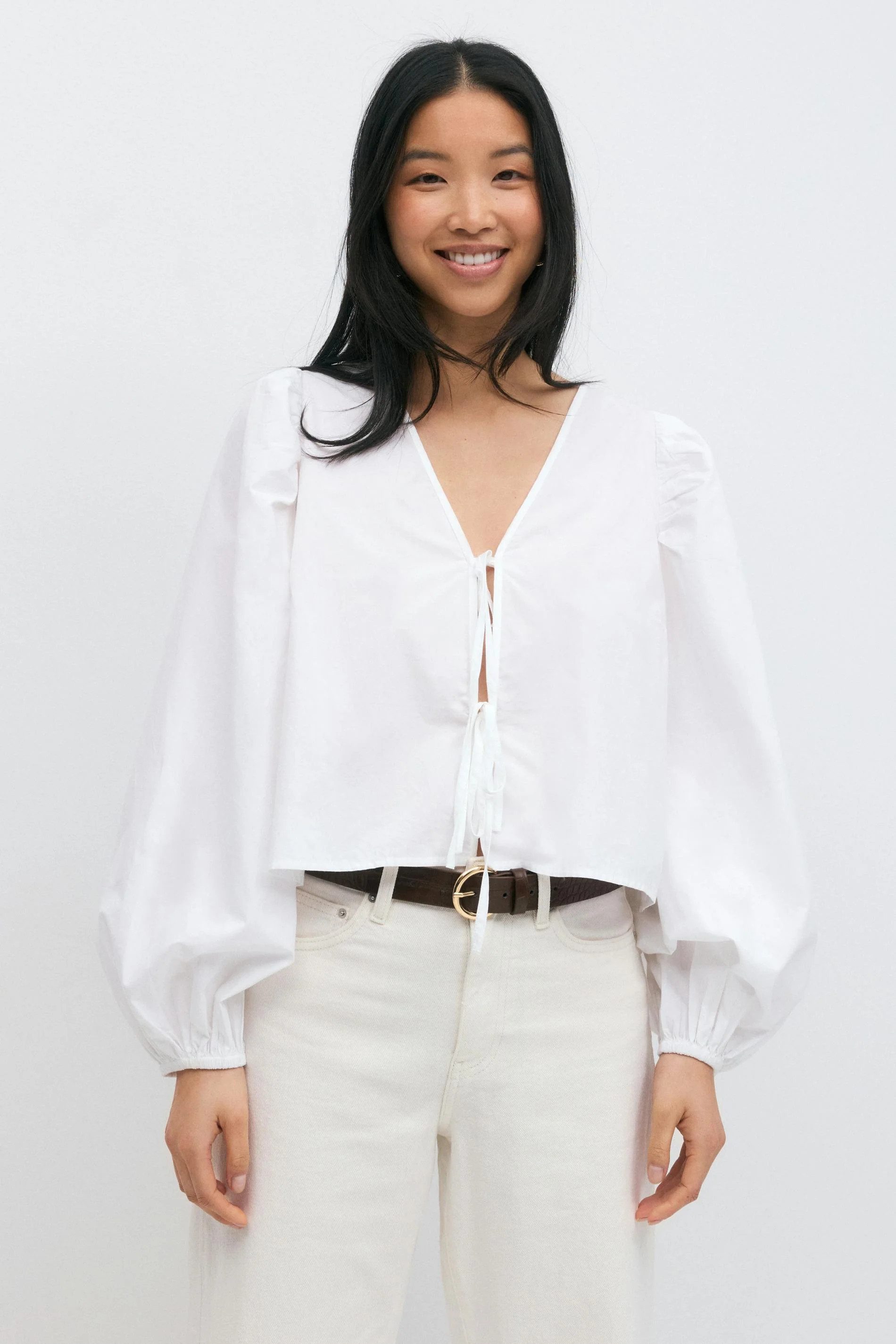 Gina Tricot Langarmbluse Tie blouse