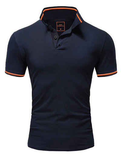 Amaci&Sons Poloshirt PROVIDENCE Herren Basic Kontrast Kurzarm Polohemd T-Shirt