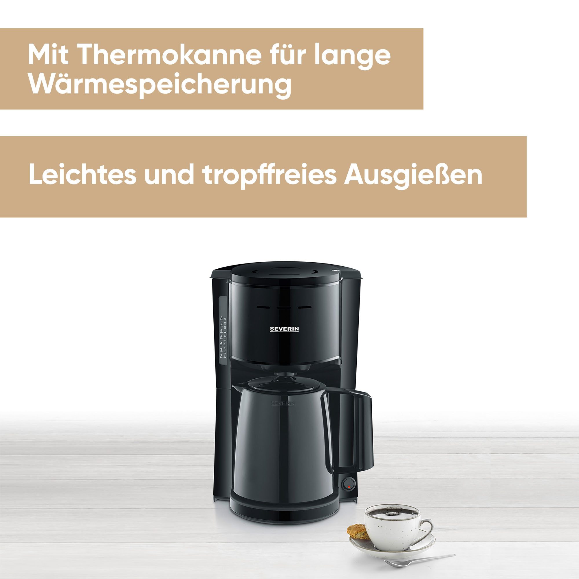 Severin Filterkaffeemaschine KA 9306, 1l Kaffeekanne, Papierfilter 1x4, Thermokanne mit Durchbrühdeckel
