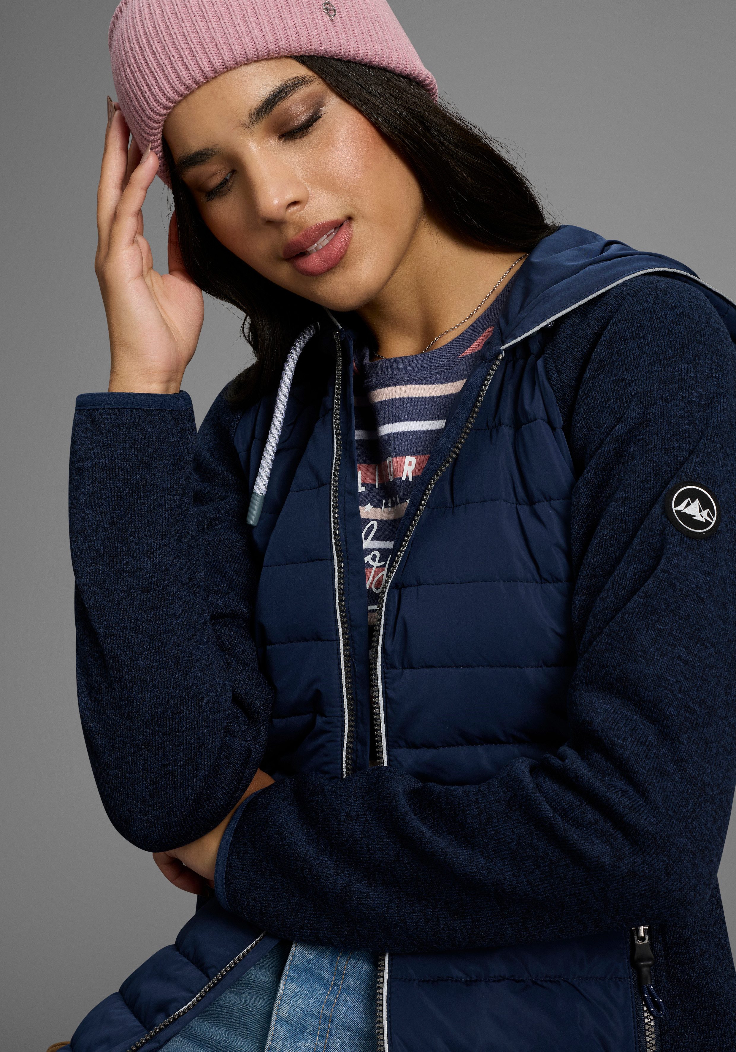 Polarino Strickfleecejacke mit wattiertem Bereich-Hybridjacke, Übergangsjacke – Bild 3 von 5