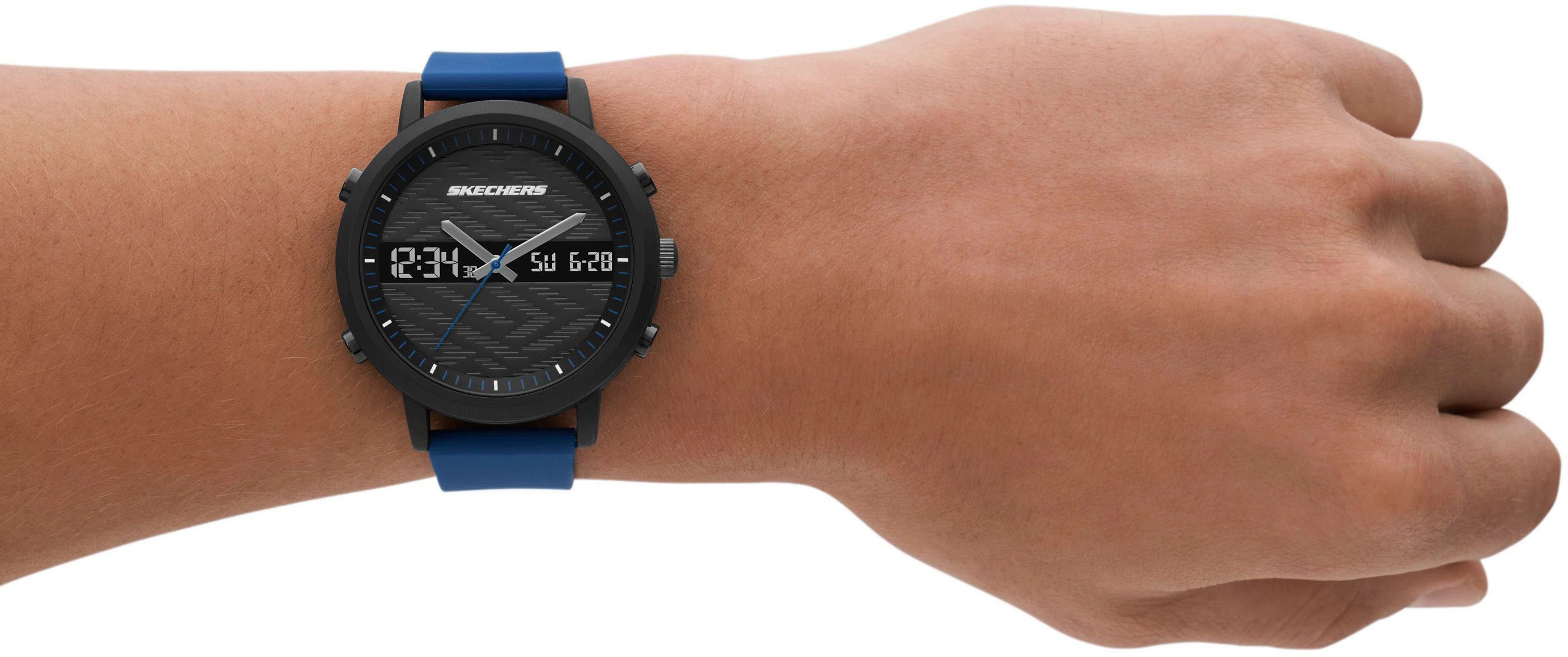 Skechers Chronograph LAWNDALE SR5072, Quarzuhr, Armbanduhr, Herrenuhr, Silikonarmband, digital,Stoppfunktion