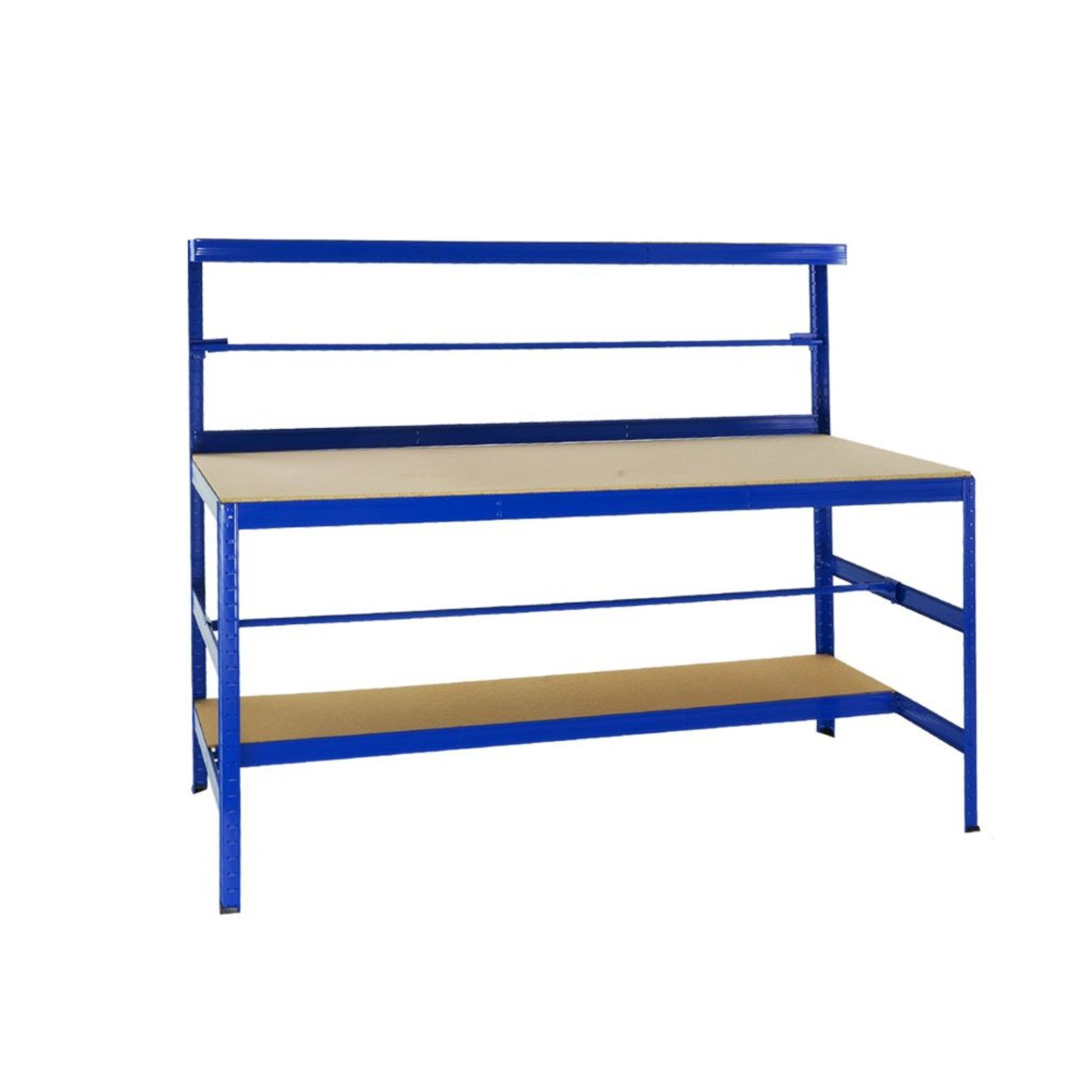 PROREGAL® Werkbank Packtisch Tiger, HxBxT 150x180x75cm, Verzinkt, Blau, Schwarz,Grau, Stabile Arbeitsbank Kommissionierungstisch Arbeitstisch für Lager