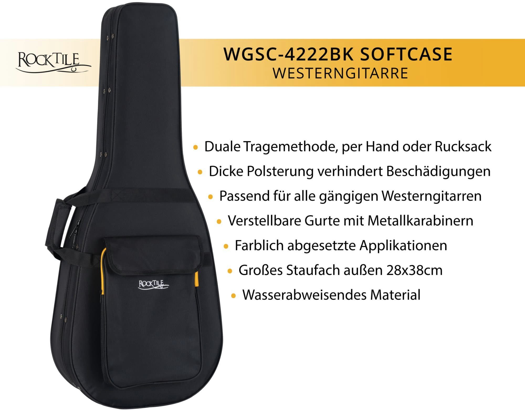 Rocktile Gitarrentasche WGSC-4222BK Softcase Gigbag für Westerngitarre, gep günstig online kaufen