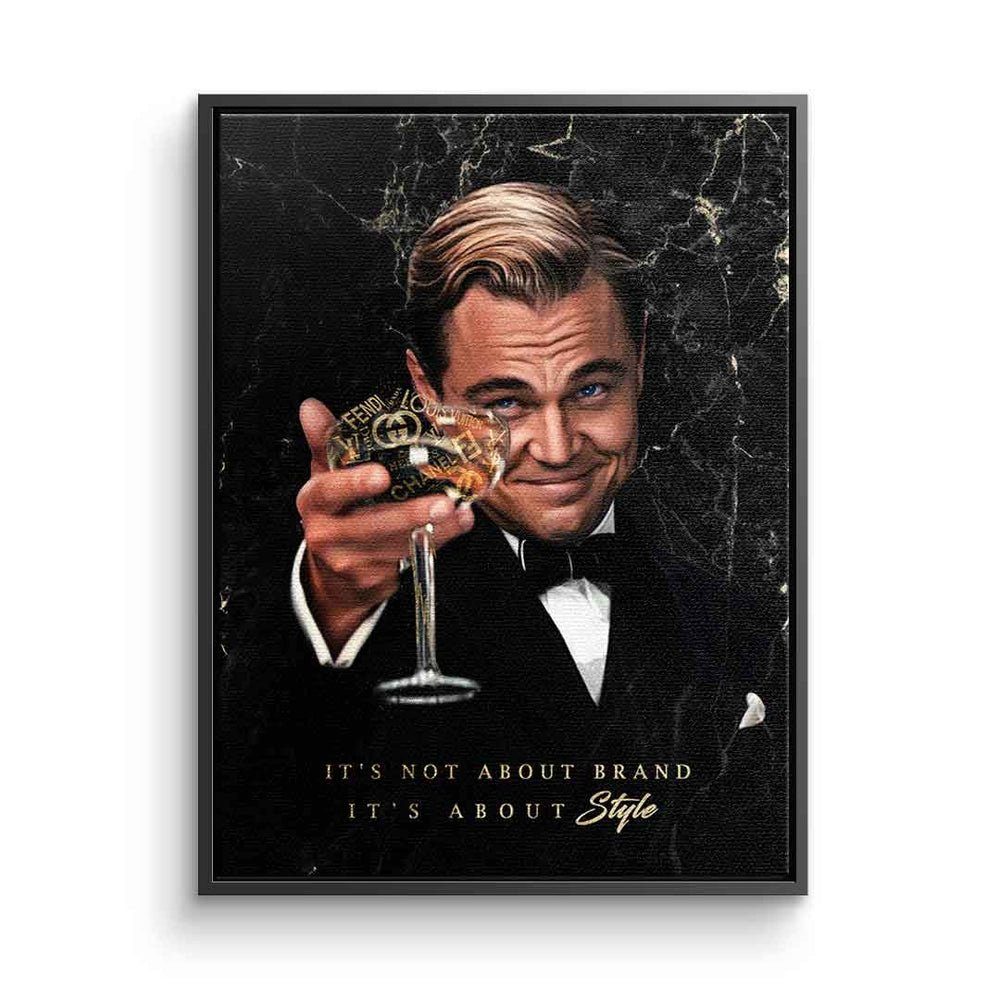 DOTCOMCANVAS® Leinwandbild, Leinwandbild Der große Gatsby Leonardo DiCaprio Wolf of Wall Street Ch schwarzer Rahmen