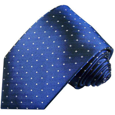 Paul Malone Krawatte Designer Seidenkrawatte Herren Schlips modern gepunktet 100% Seide Breit (8cm), blau 954