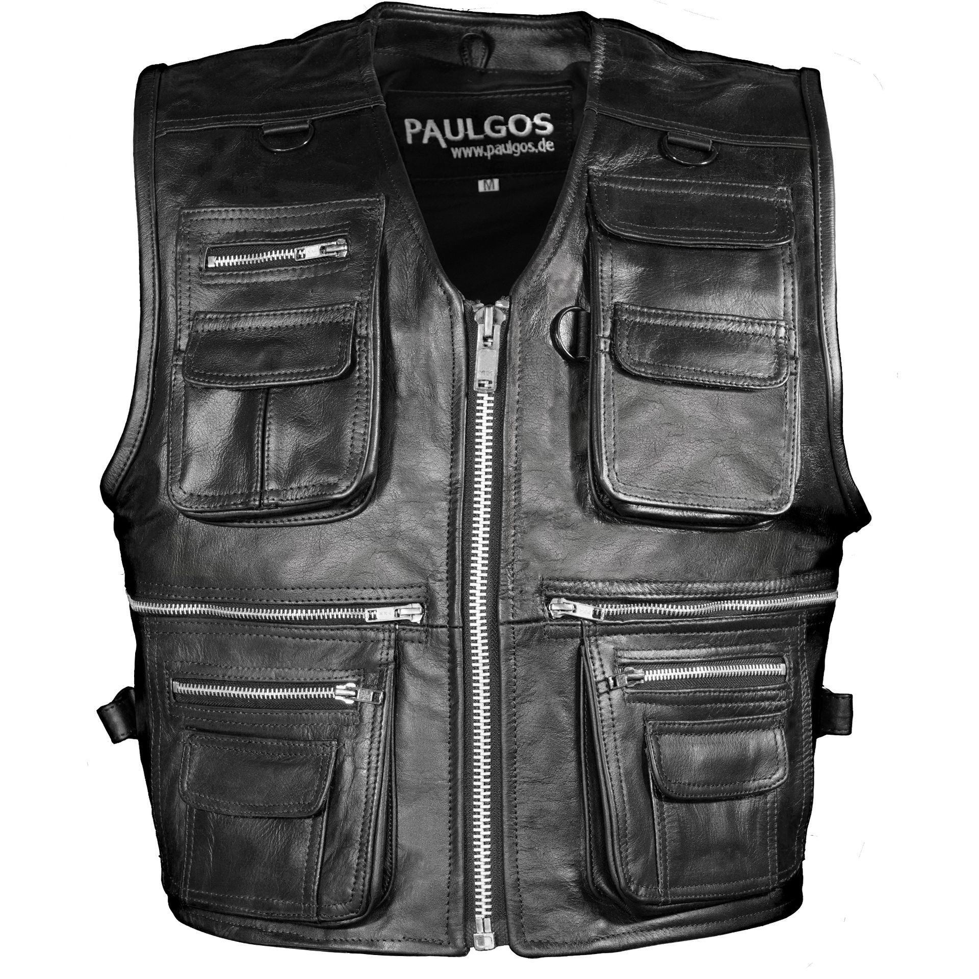 PAULGOS Motorradweste Lederweste Biker Kutte Clubweste Chopper Weste 100% Echtleder - BW11