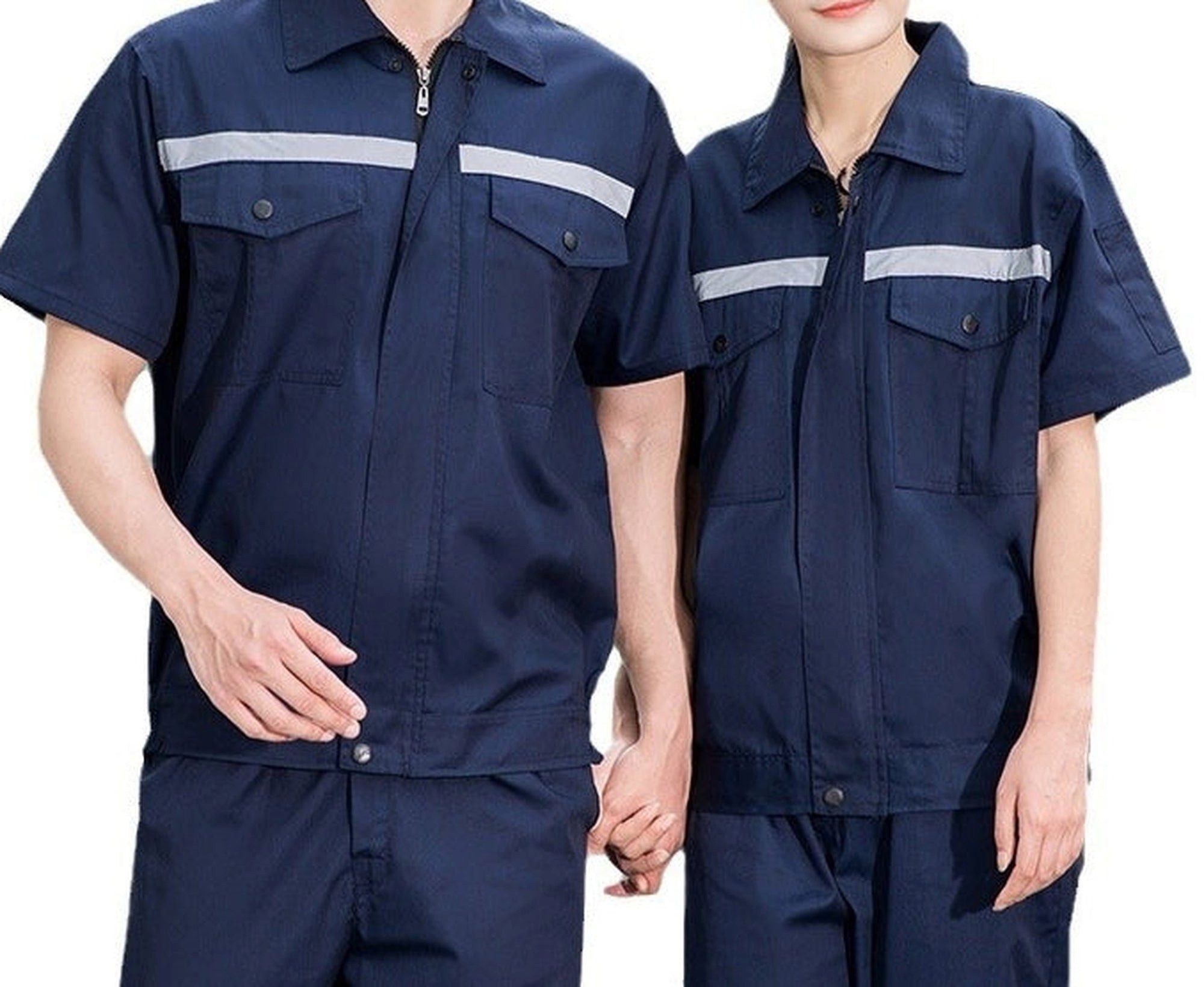AUKUU Arbeitsoverall Ein Satz sommerlicher, reflektierender, gestreifter Arbeitskleidung, geeignet für Werkstätten, Arbeitsschutz und Autowerkstätten