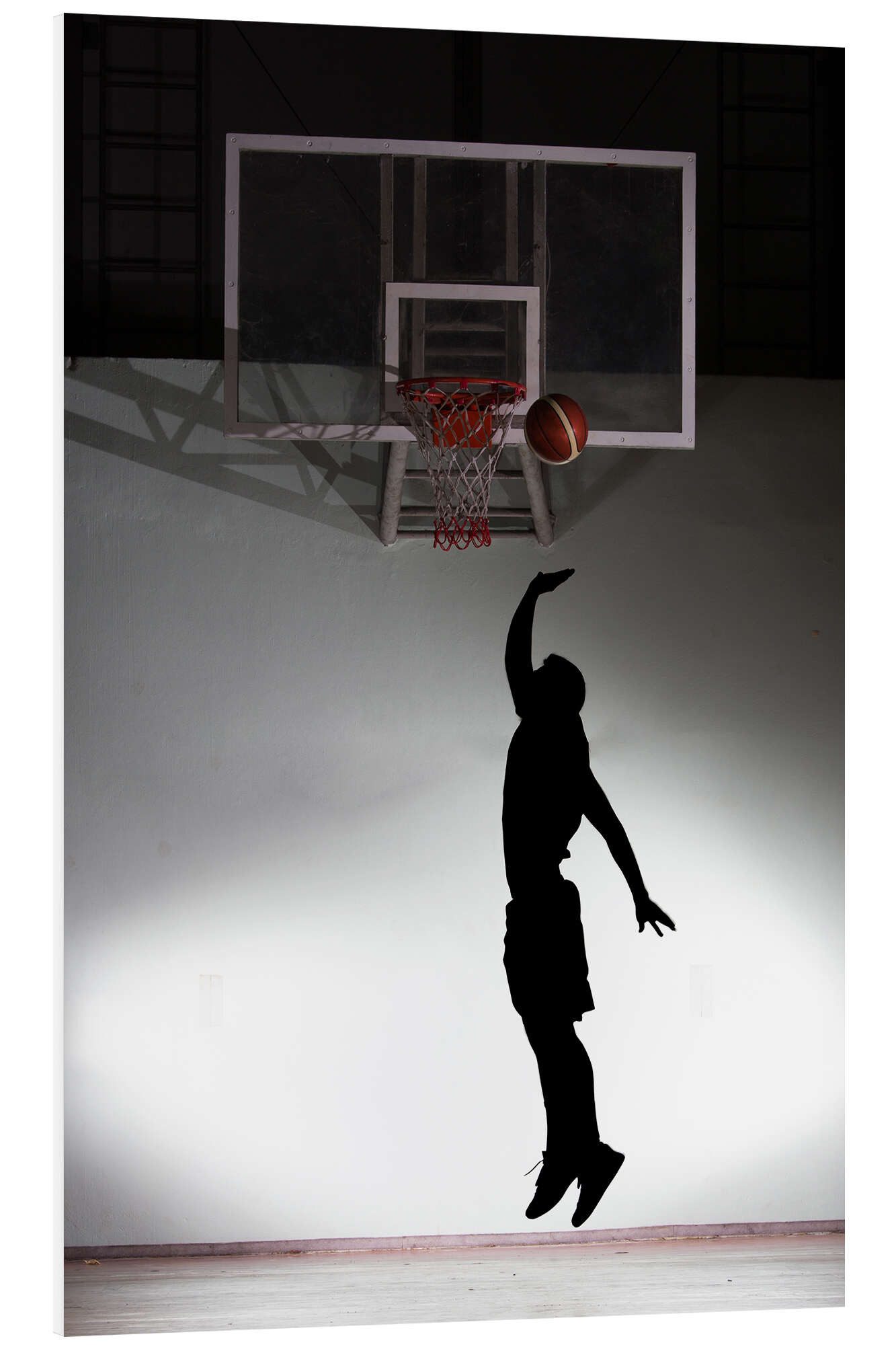 Posterlounge Forex-Bild Editors Choice, Silhouette eines Basketballers, Fitnessraum Fotografie