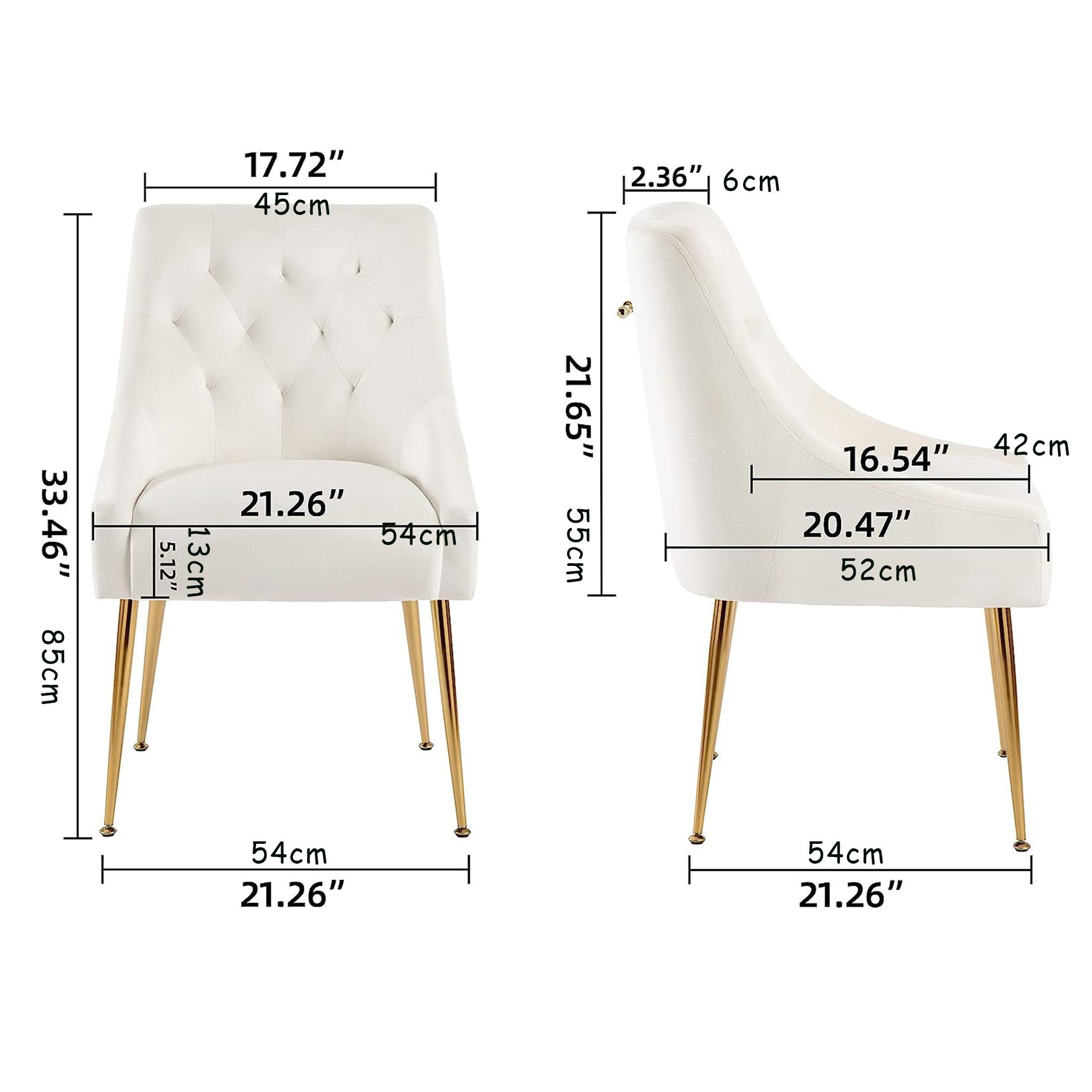 AISALL Esszimmerstuhl Luxuriöser Samt-Wohnzimmstuhl, Küchenstuhl, Polsterstuhl (2 St), mit ergonomischer Rückenlehne und Metallbeinen