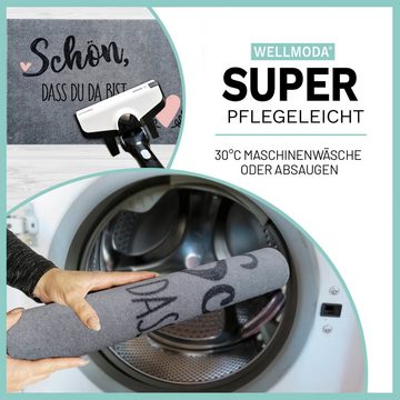 Fußmatte Schön, dass du da bist I Beliebt, rutschfest, waschbar & pflegeleicht, WELLMODA, Rechteckig, Höhe: 6 mm