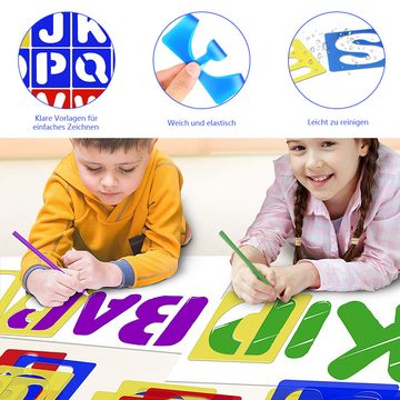 GelldG Malschablone Buchstaben Schablone, kleine Zahl für Kinder lernen, Zeichenschablone