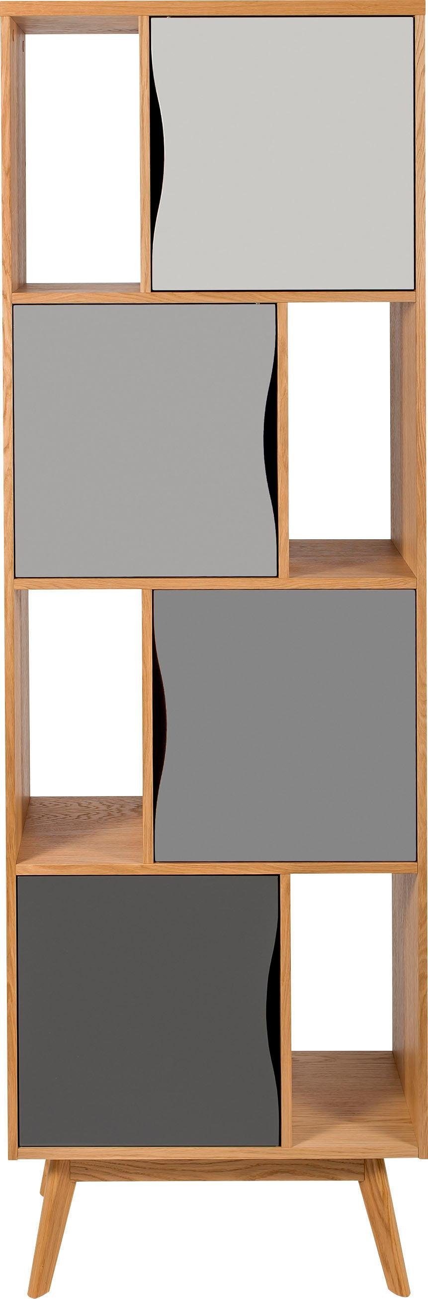 Woodman Bücherregal Avon, Höhe 191 cm, Holzfurnier aus Eiche, schlichtes skandinavisches Design eiche/grau