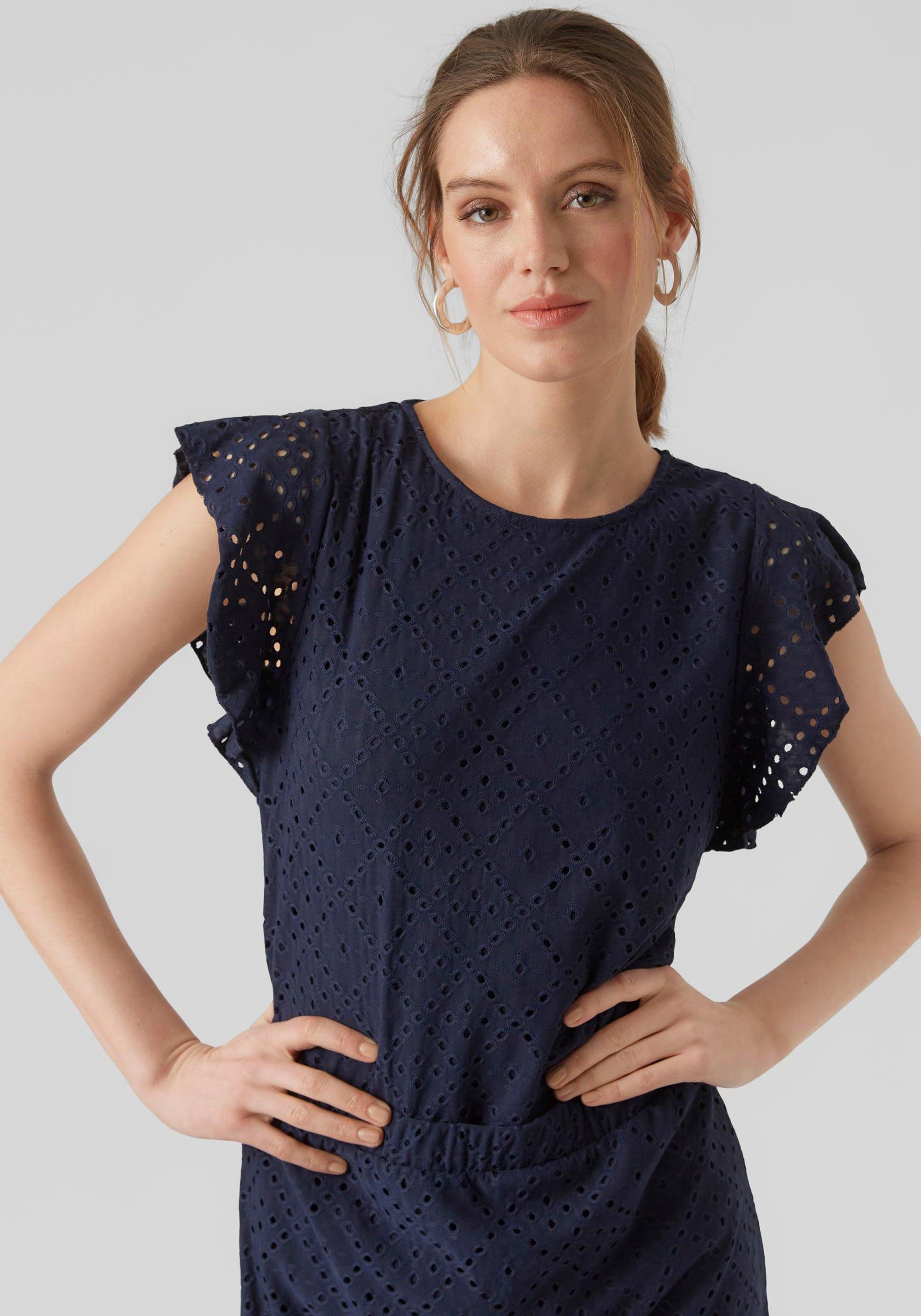 Vero Moda Rundhalsshirt VMTASSA SL FRILL TOP NOOS Materialmix, loose fit günstig online kaufen