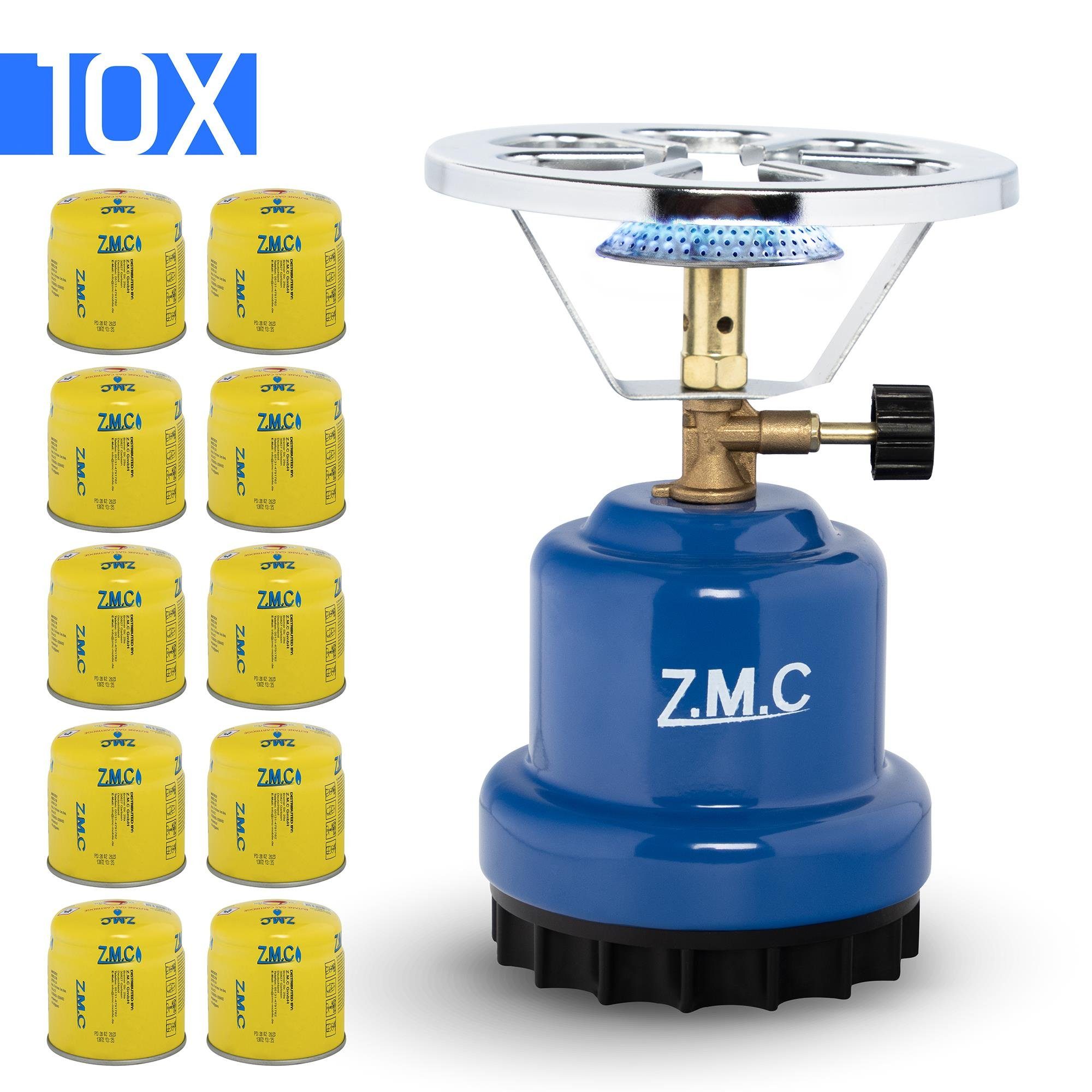 ZMC Gaskocher ZMC Campingkocher Gaskocher 1 flammig Kohleanzünder Herd + 10 Gaskartu, Kartuschenkocher