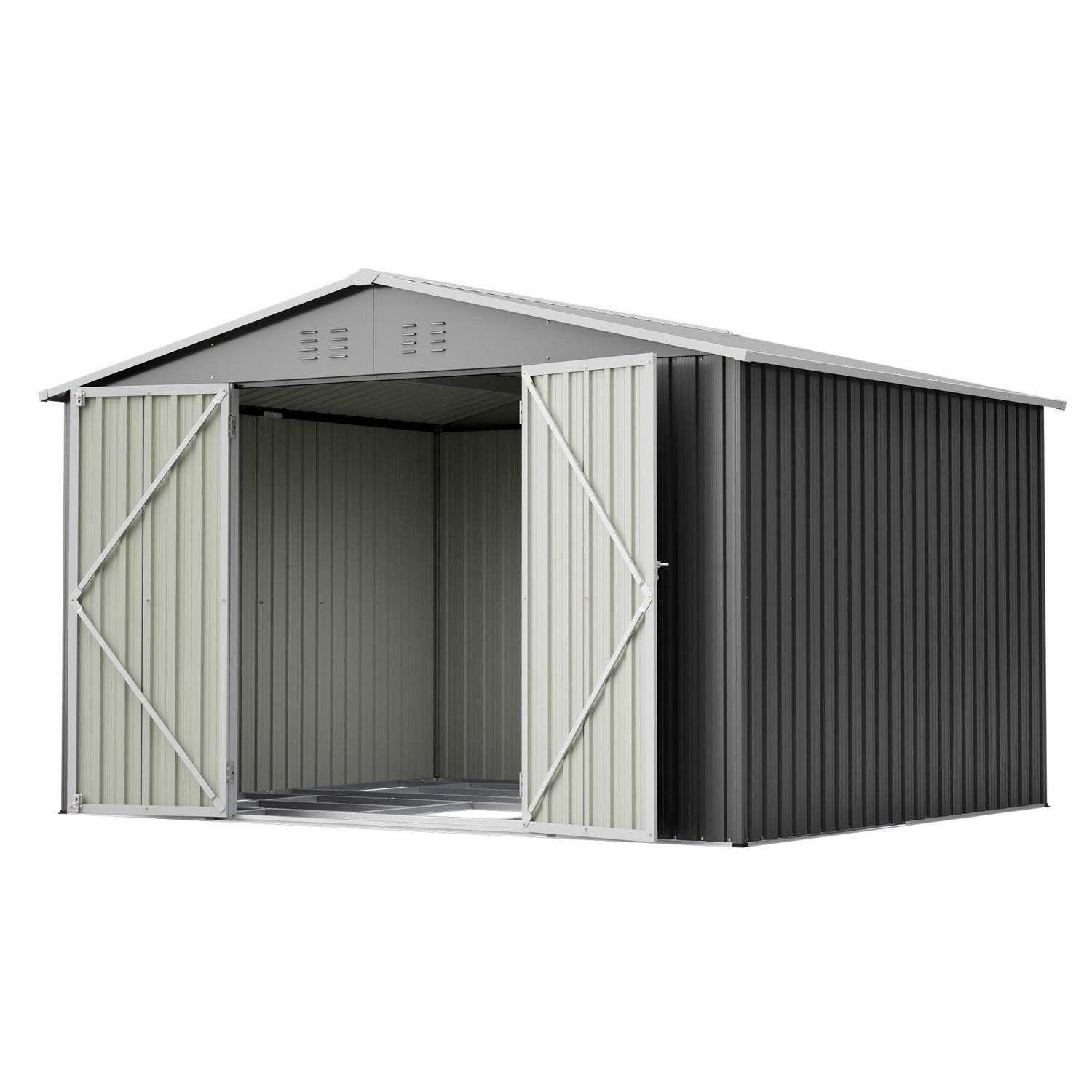 LuxusKollektion Gerätehaus Gartenhaus Metall 300x252x191 Grau Satteldach, (1 St)