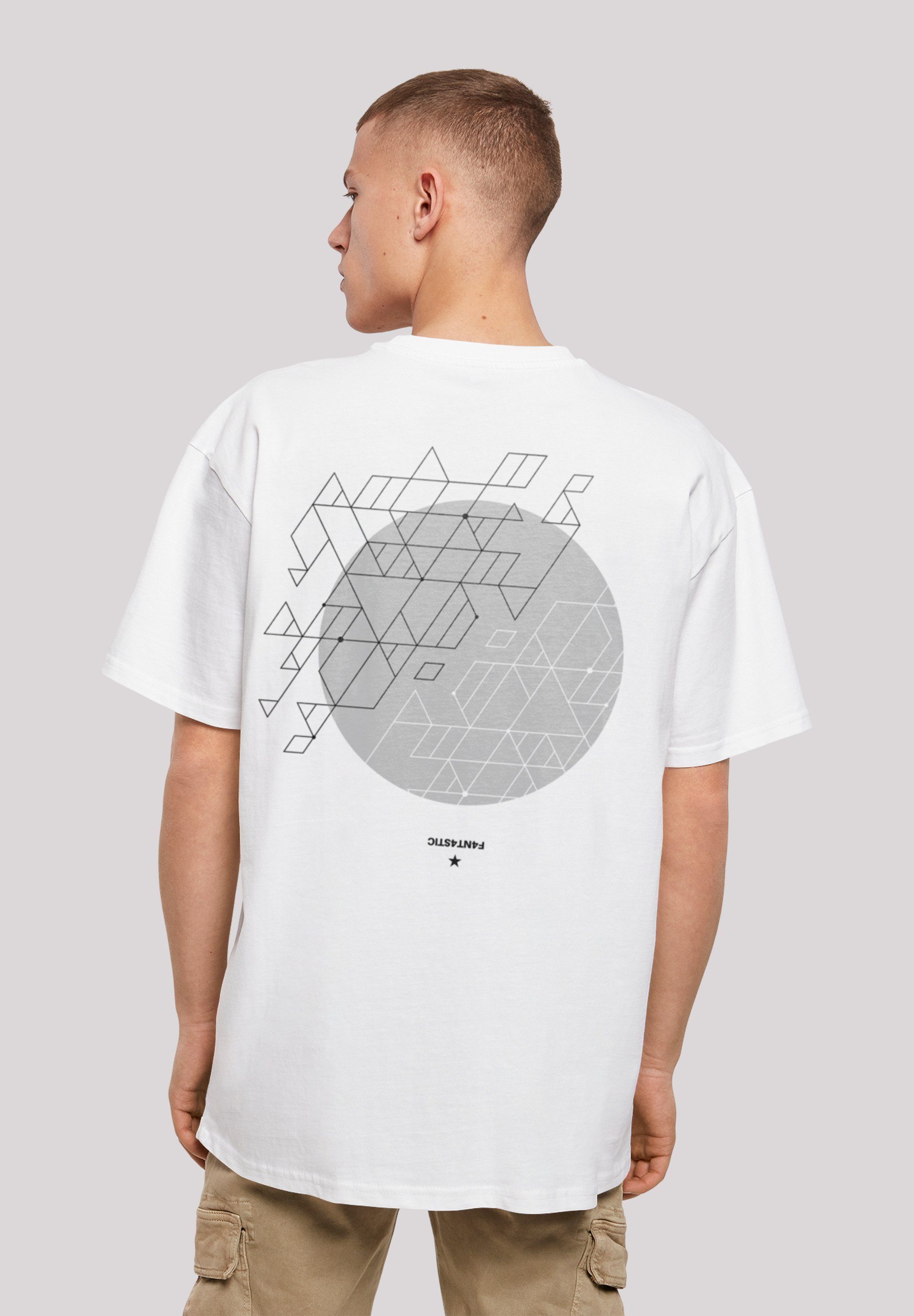 F4NT4STIC T-Shirt Geometric Grau Print weiß